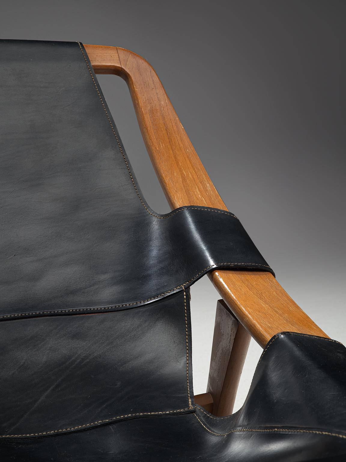 Arne Tidemand Ruud for Norcraft 'Holmkollen' Lounge Chair in Black Leather 1