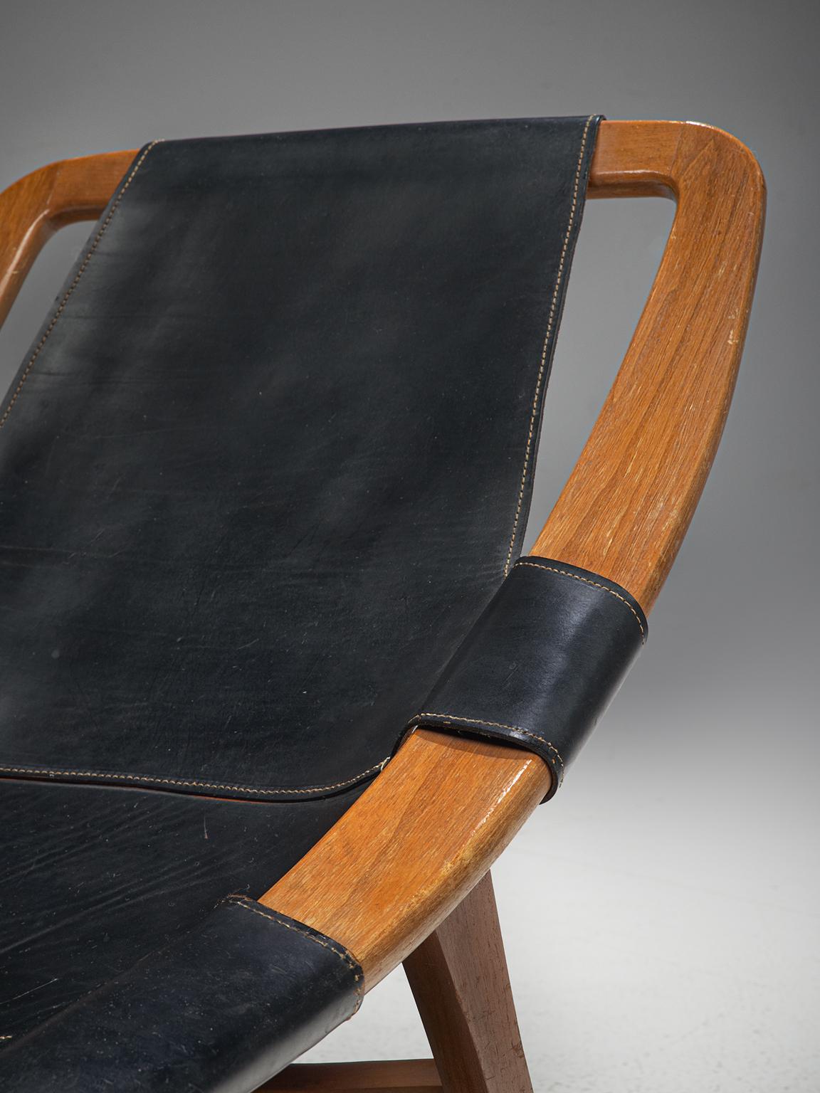 Arne Tidemand Ruud for Norcraft 'Holmkollen' Lounge Chair in Black Leather 2