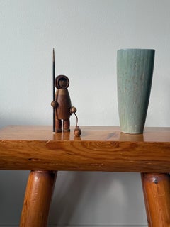 Arne Tjomsland Eskimo in Teak With Seal & Spear, Scandinavia Norway 1950s