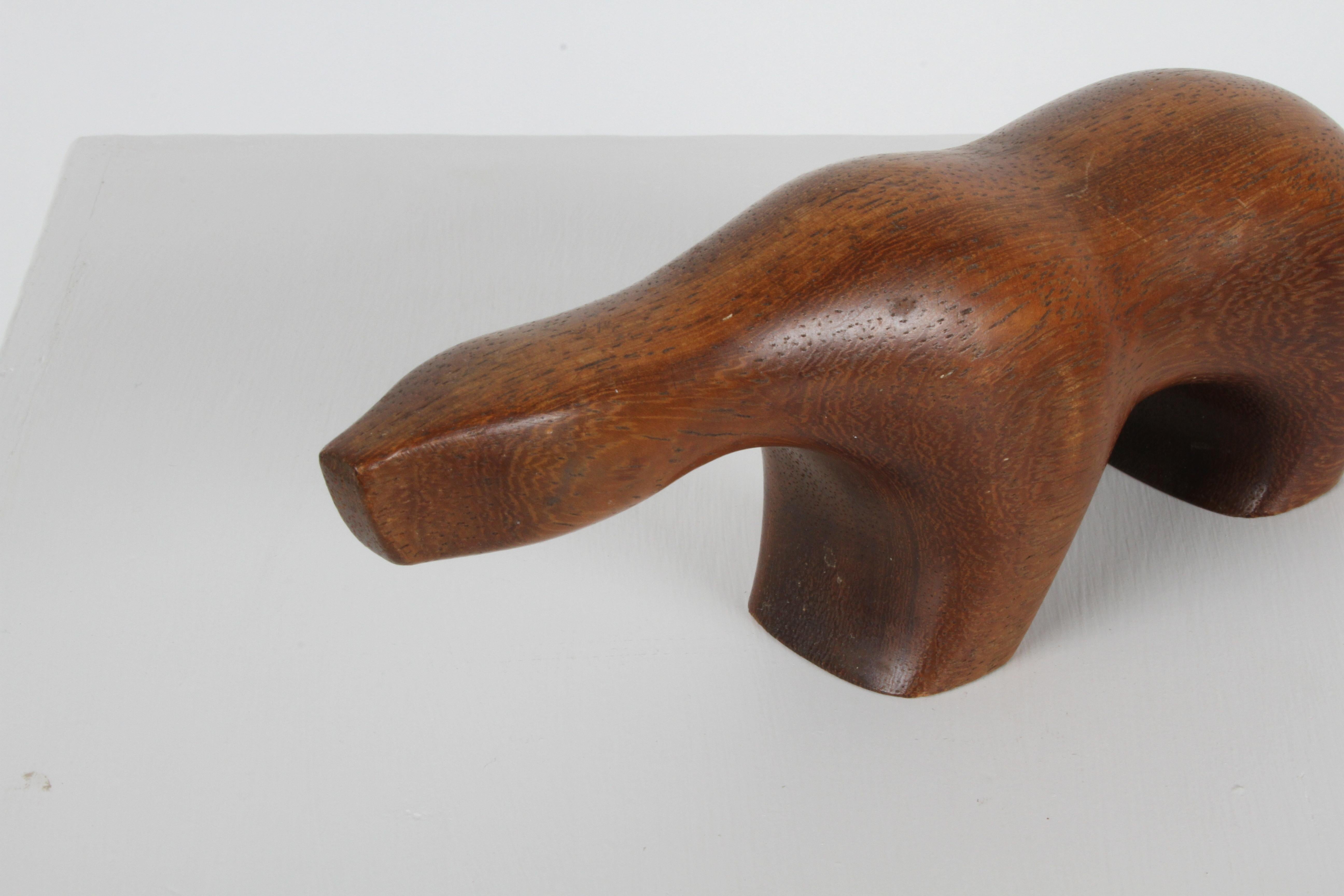 Arne Tjomsland Modernist Carved Polar Bear Sculpture in Teak, Norway For Sale 3