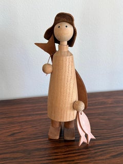 Arne Tjomsland "Skårungen" Figur aus Teakholz und Leder, Norwegen, 1959