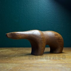 Arne Tjomsland Teakholz Bärenjunges Vintage Midcentury 1950s Figur Skulptur:: Norwegen