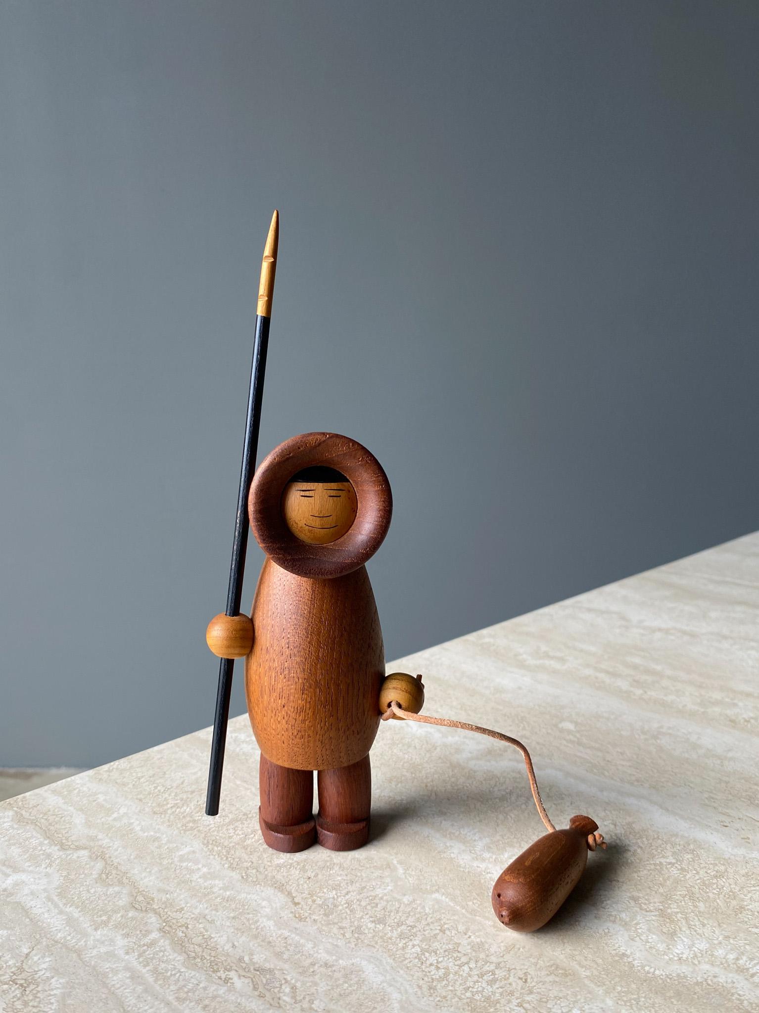 Arne Tjomsland Teak Inuit Eskimo Fisherman, Norway, 1950s 1