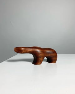 Orso polare in legno di Arne Tjomsland Hiorth & Østlyngen Norvegia anni '50