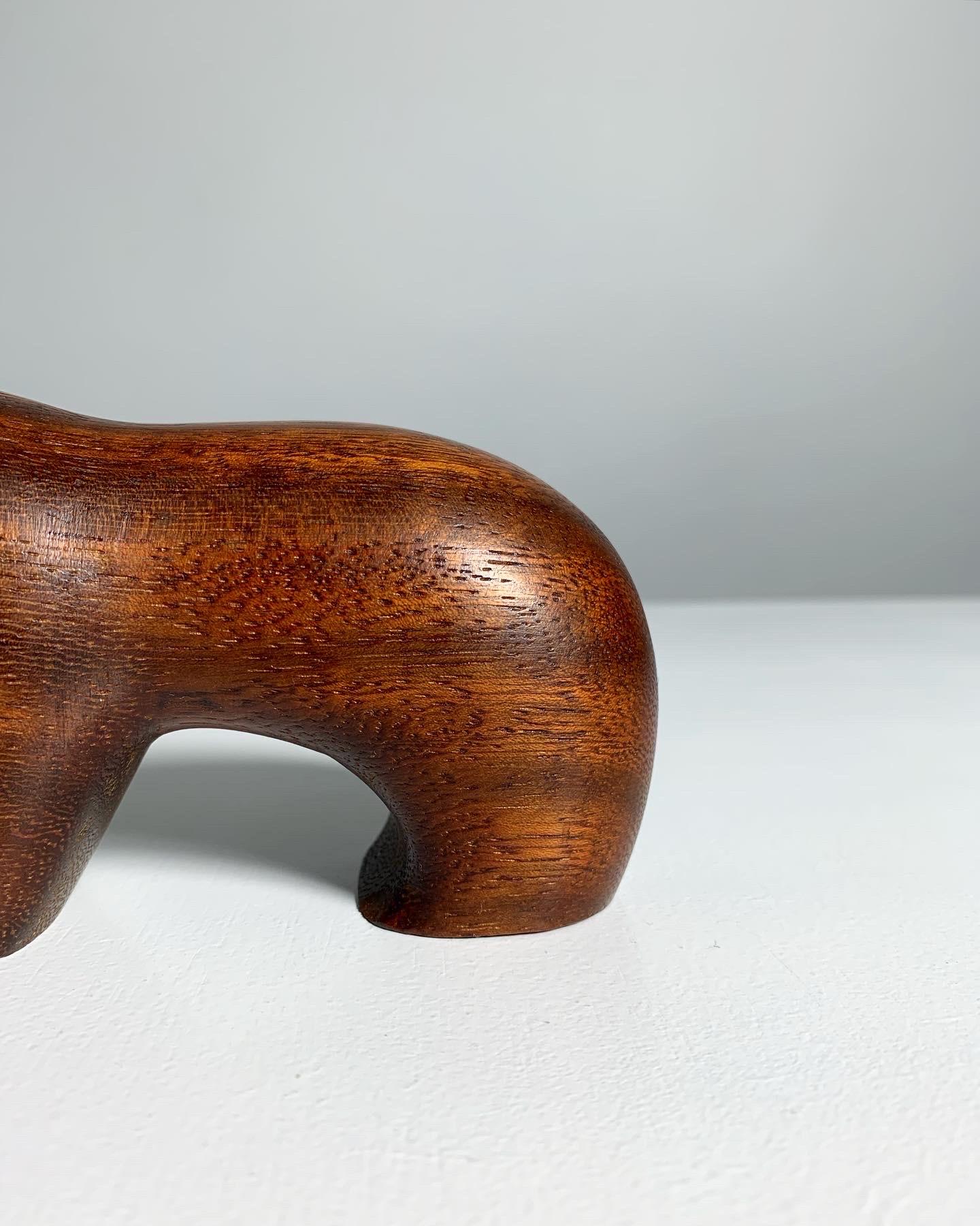 Teak Arne Tjomsland Wooden Polar Bear Hiorth & Østlyngen Norway 1950s For Sale