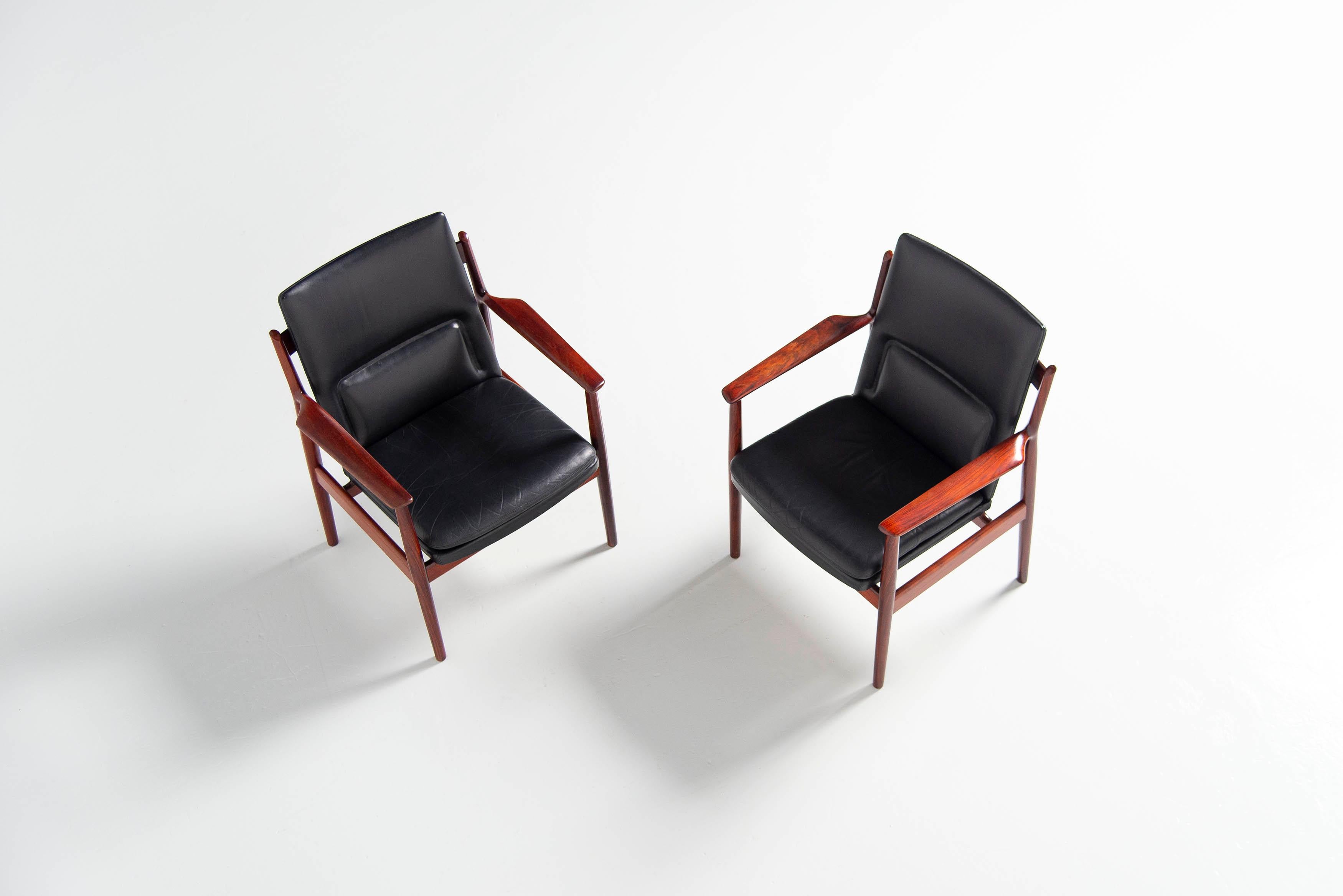 Leather Arne Vodder 413 Arm Chairs Sibast Mobler, Denmark, 1960