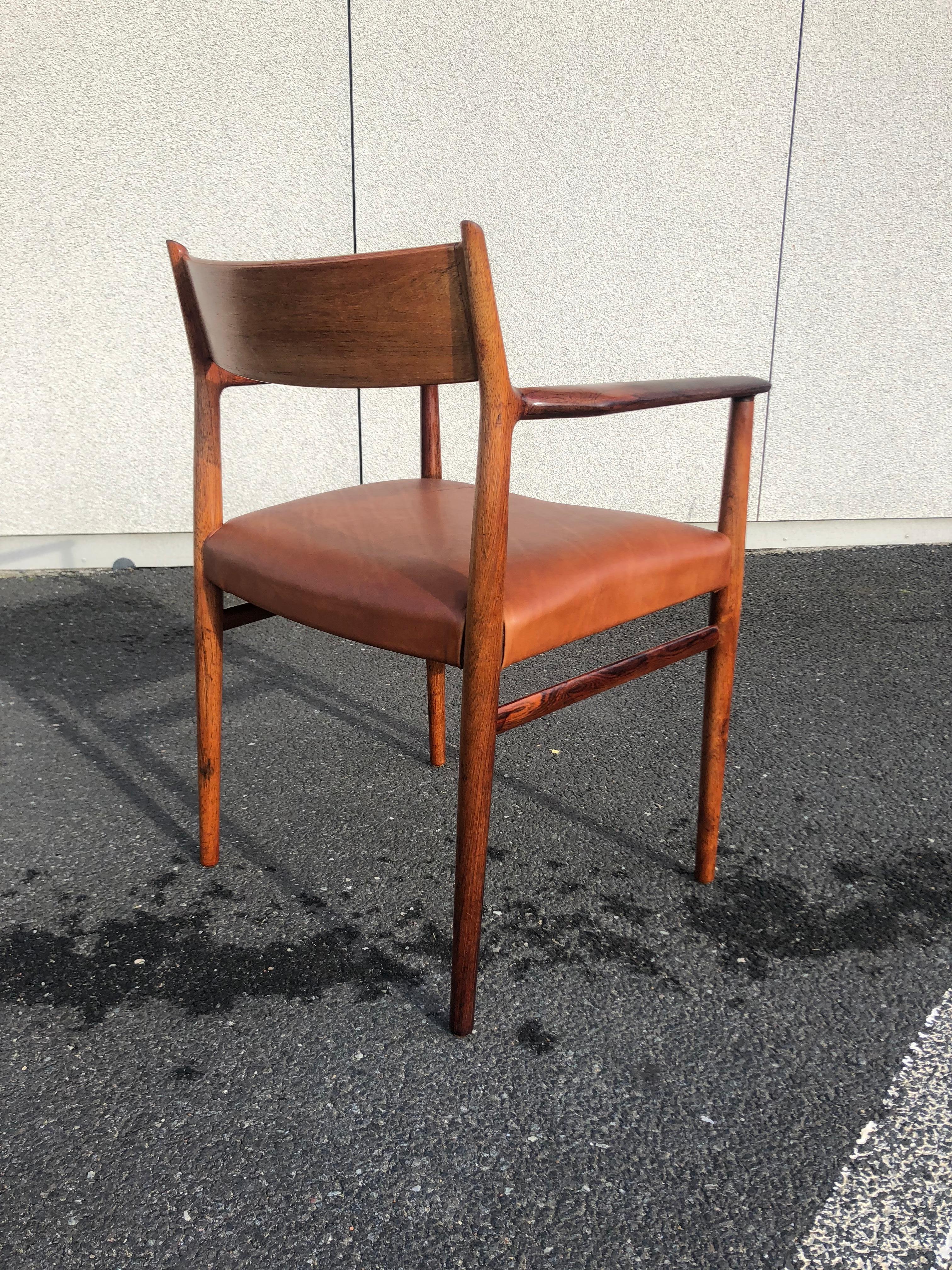 Arne Vodder 418 Armchairs in Rosewood and Aniline Leather, Sibast 1