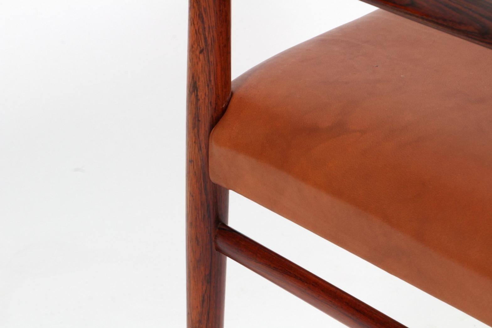 Leather Arne Vodder 418 Armchairs in Rosewood, Sibast