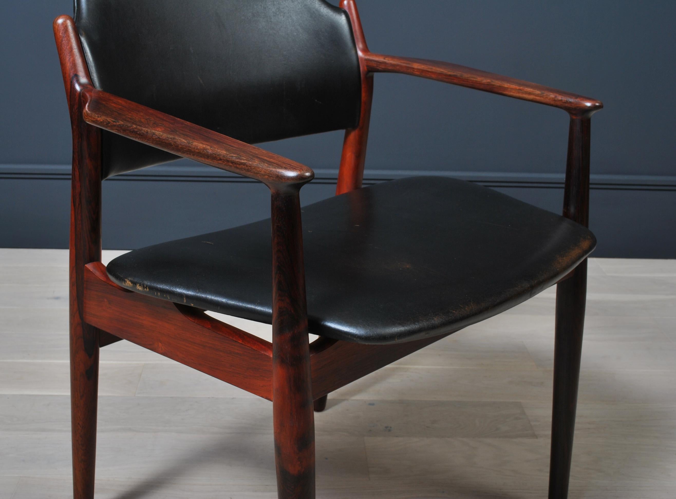 20th Century Arne Vodder 62A Chair, Original Leather
