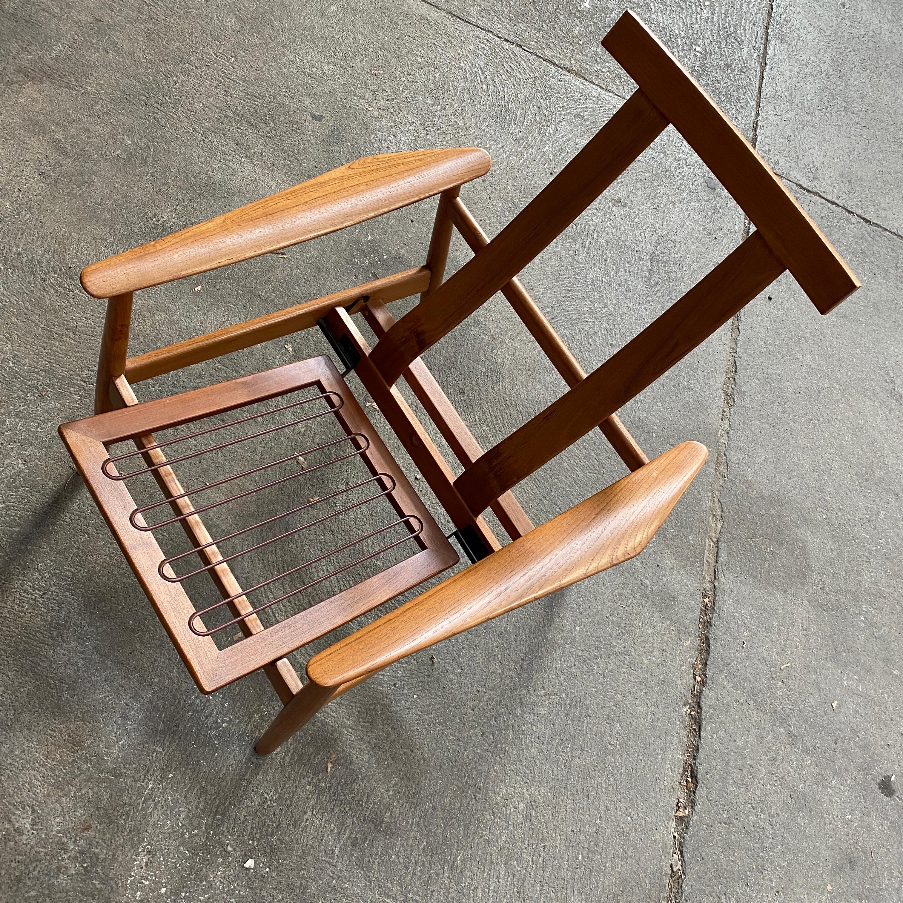 Mid-20th Century Arne Vodder a Pair of Fd164 Adjustable Lounge Chair France & Son, 1962