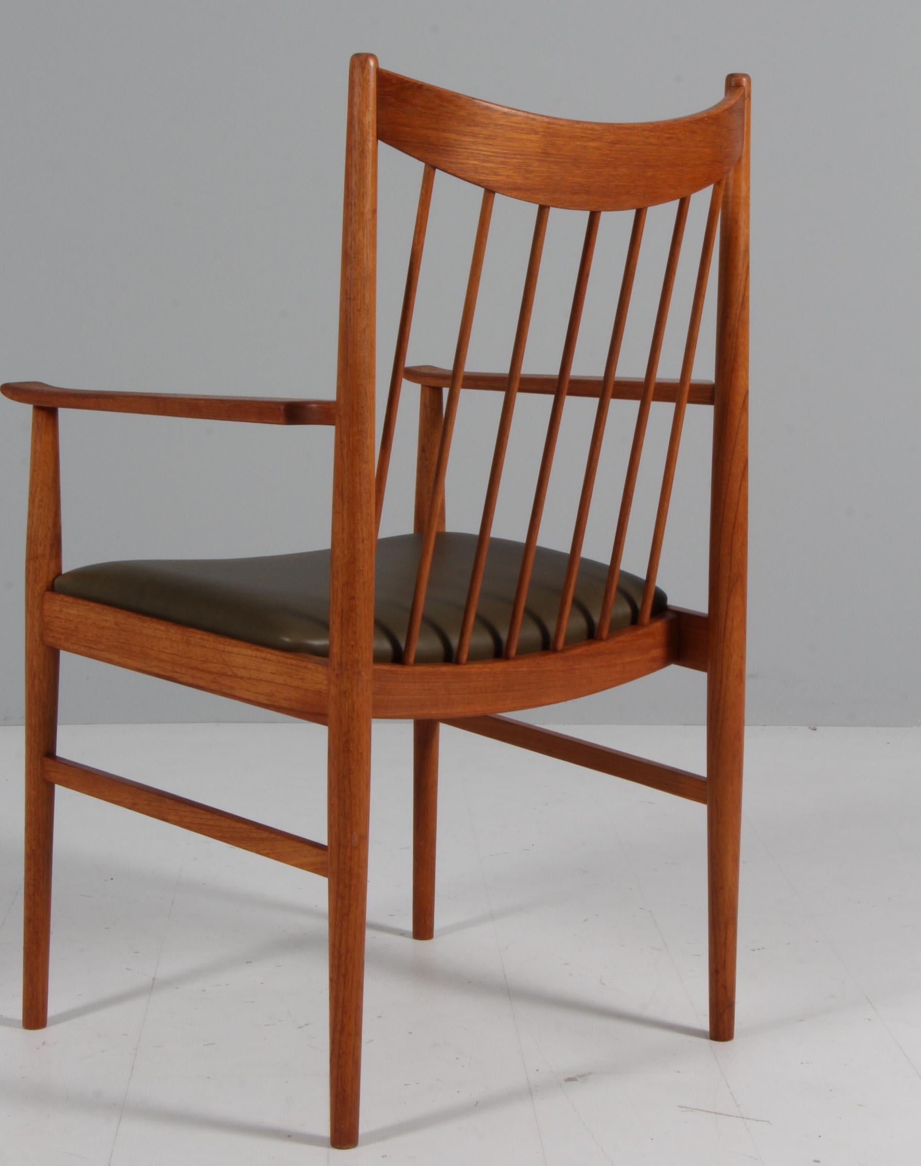 Leather Arne Vodder Armchair in teak and aniline leather, Sibast. For Sale