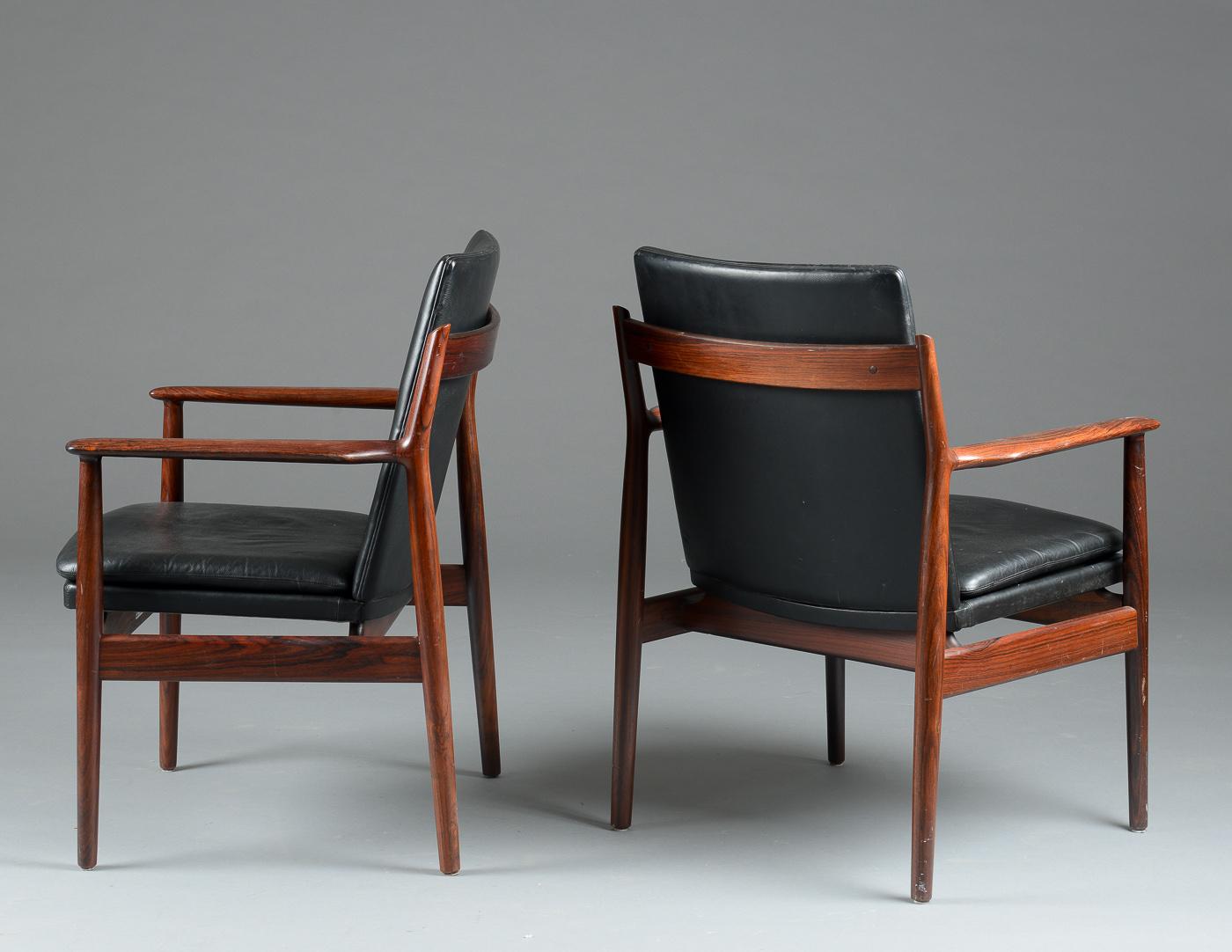 Danese Poltrona Arne Vodder con pelle nera originale, anni '60 circa in vendita