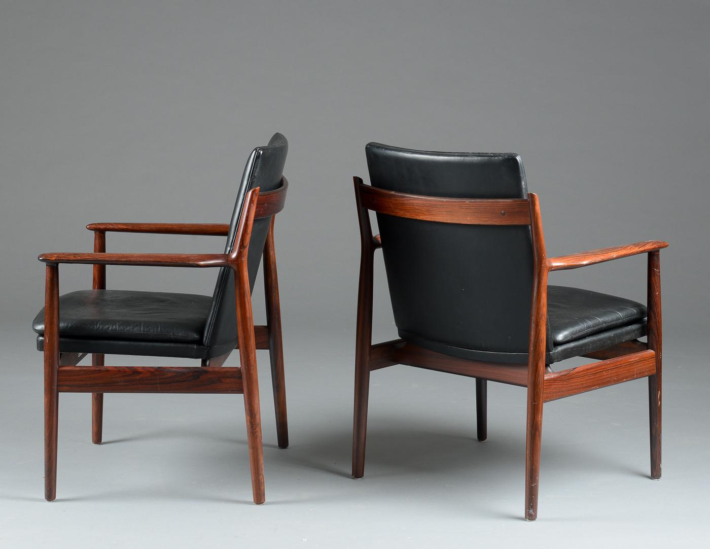 Danois Fauteuil Arne Vodder en cuir noir d'origine (années 1960) en vente