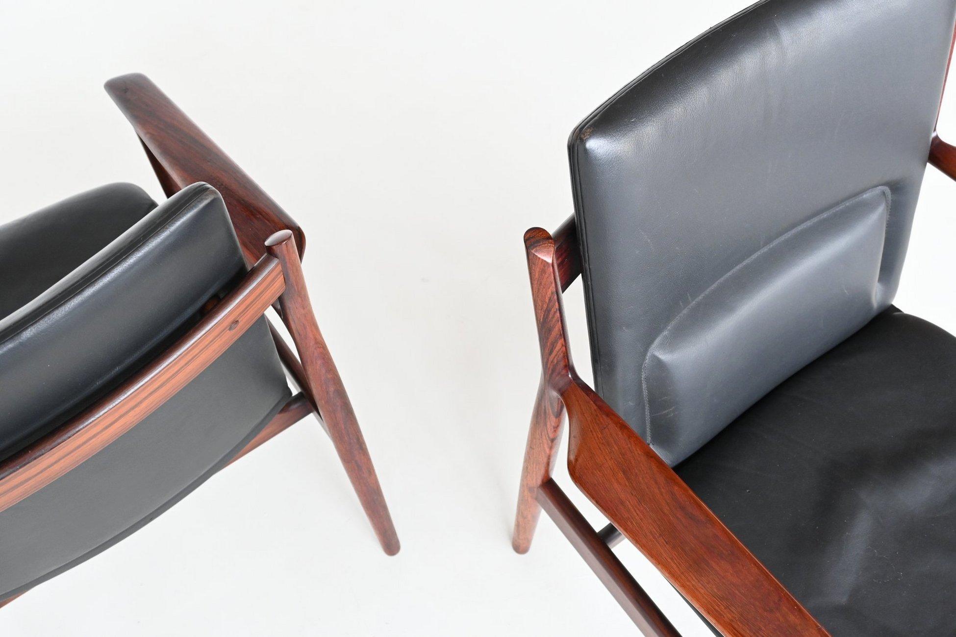 Arne Vodder armchairs model 432 in rosewood Sibast Furniture Denmark 1960 For Sale 5