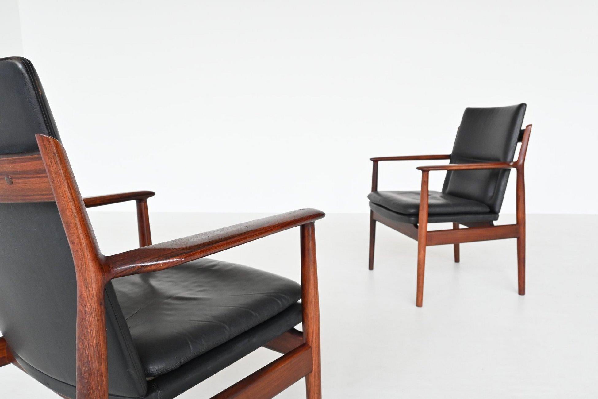 Arne Vodder armchairs model 432 in rosewood Sibast Furniture Denmark 1960 For Sale 6