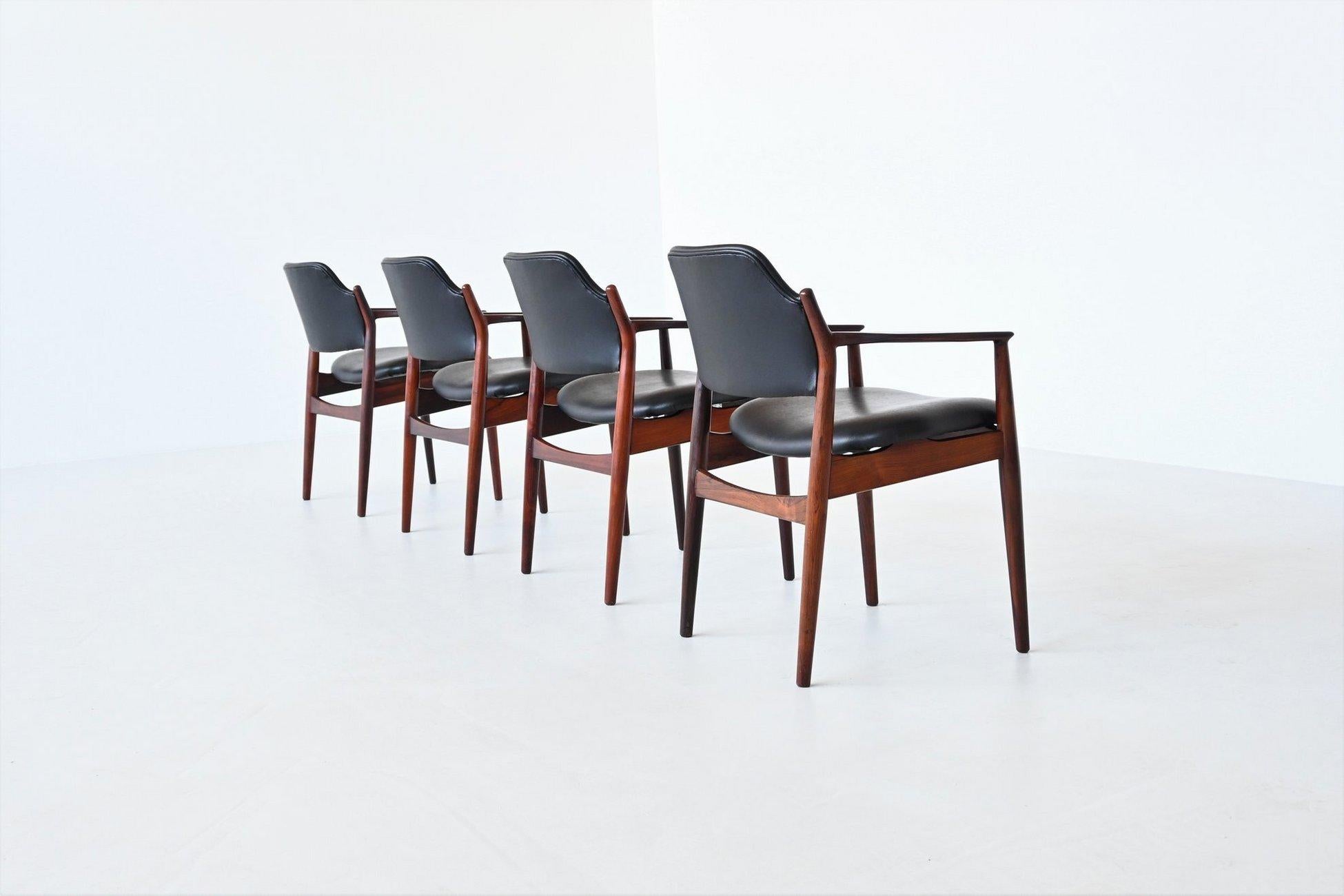 Faux Leather Arne Vodder armchairs model 62A in rosewood Sibast Mobler Denmark 1960 For Sale