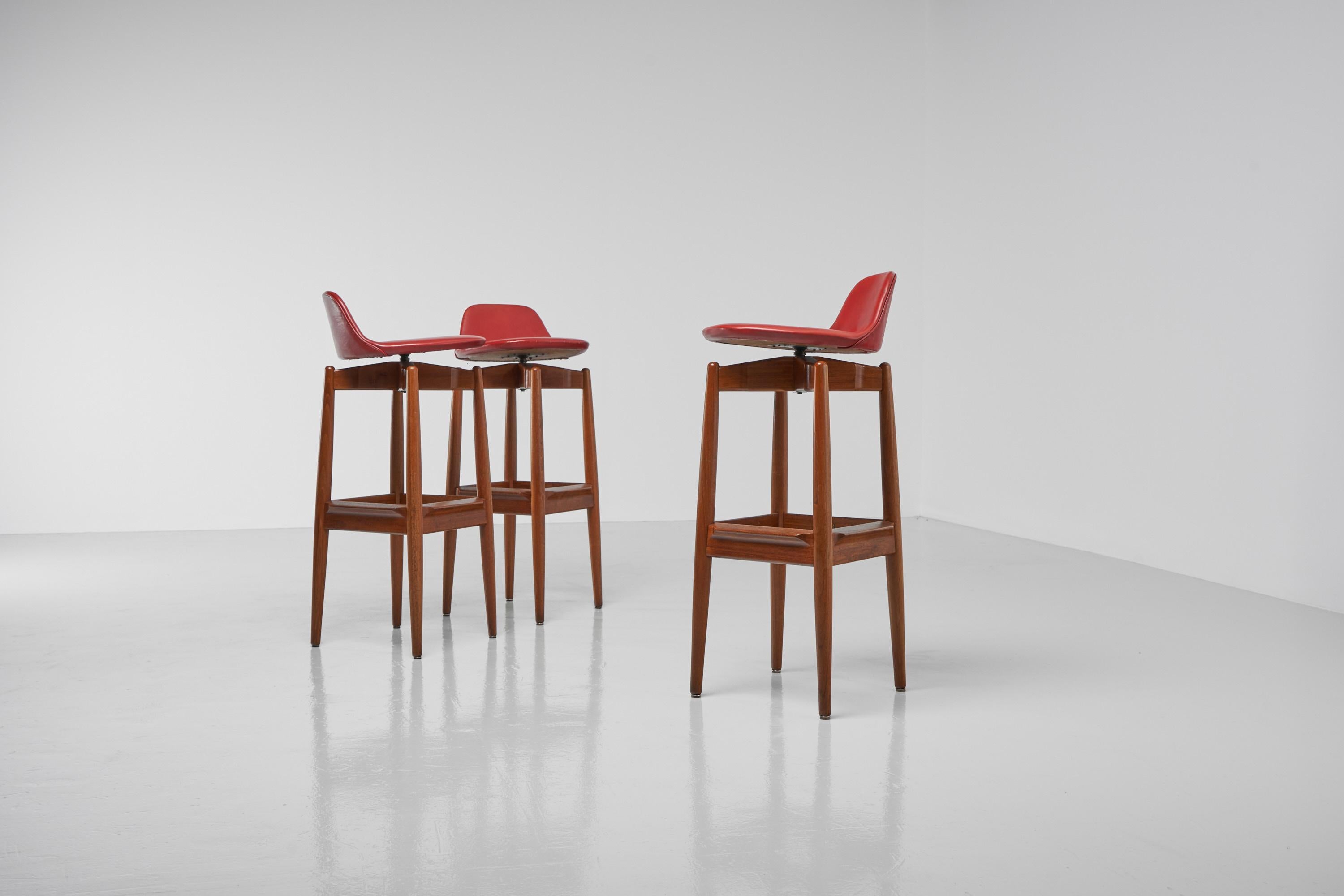 Danish Arne Vodder bar stools model 64 Sibast Denmark 1960 For Sale