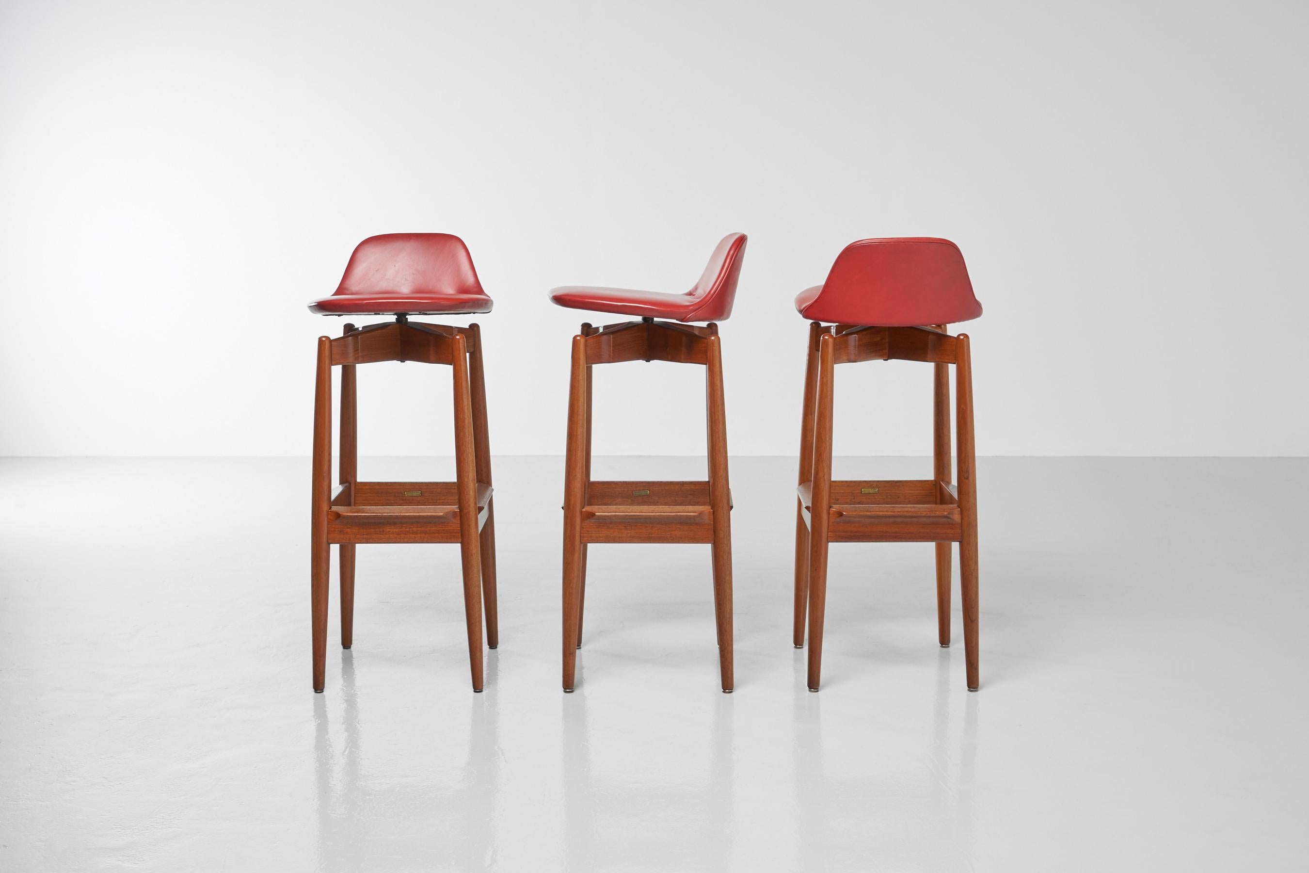 Mid-20th Century Arne Vodder bar stools model 64 Sibast Denmark 1960 For Sale