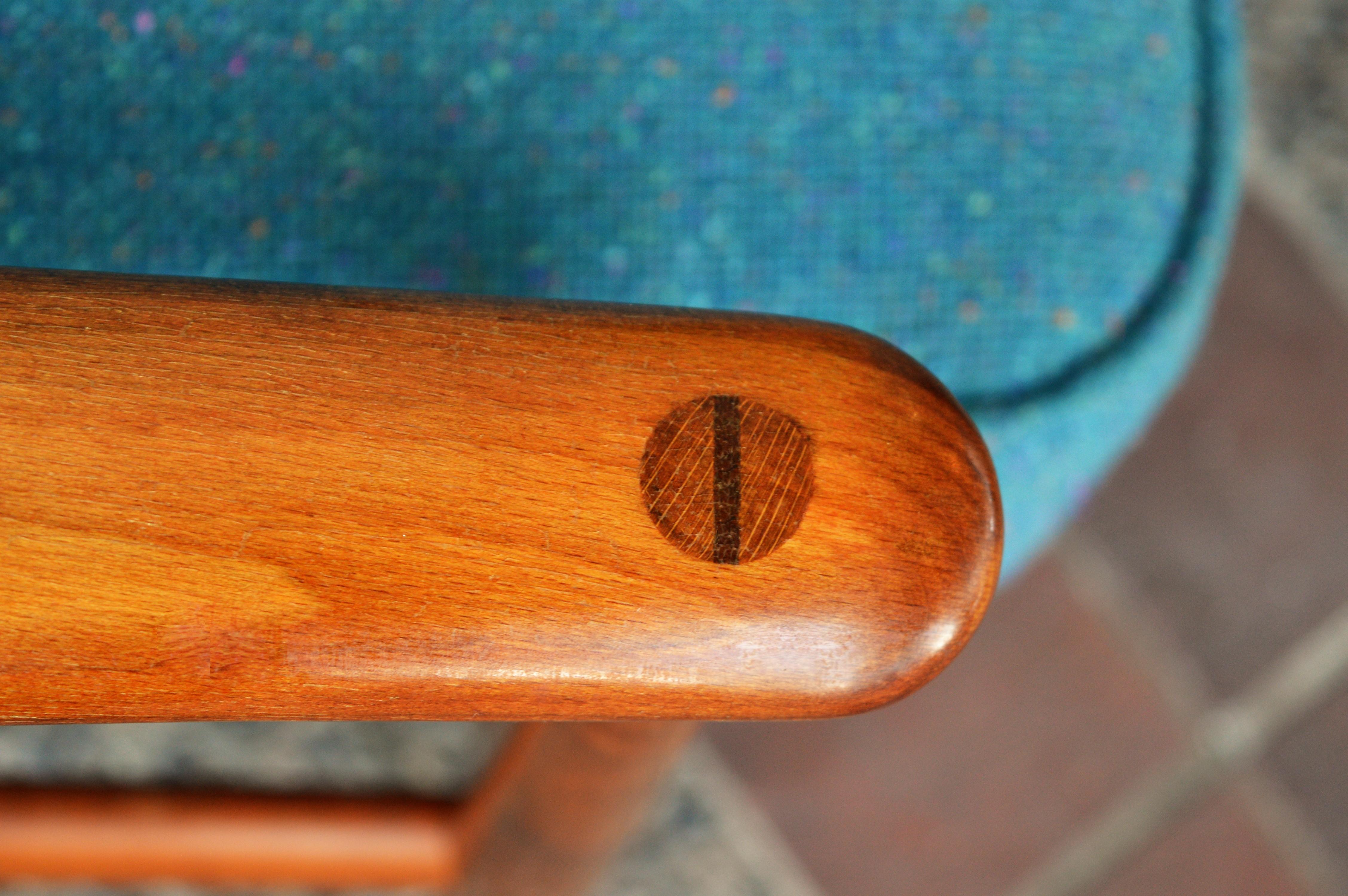 Upholstery Arne Vodder Beech Frame 2 Position Lounge Chair Teal Tweed Wool
