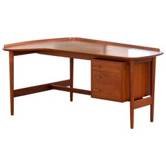Arne Vodder Boomerang Desk Teak & Brass 1956 Bovirke Denmark Finn Juhl table