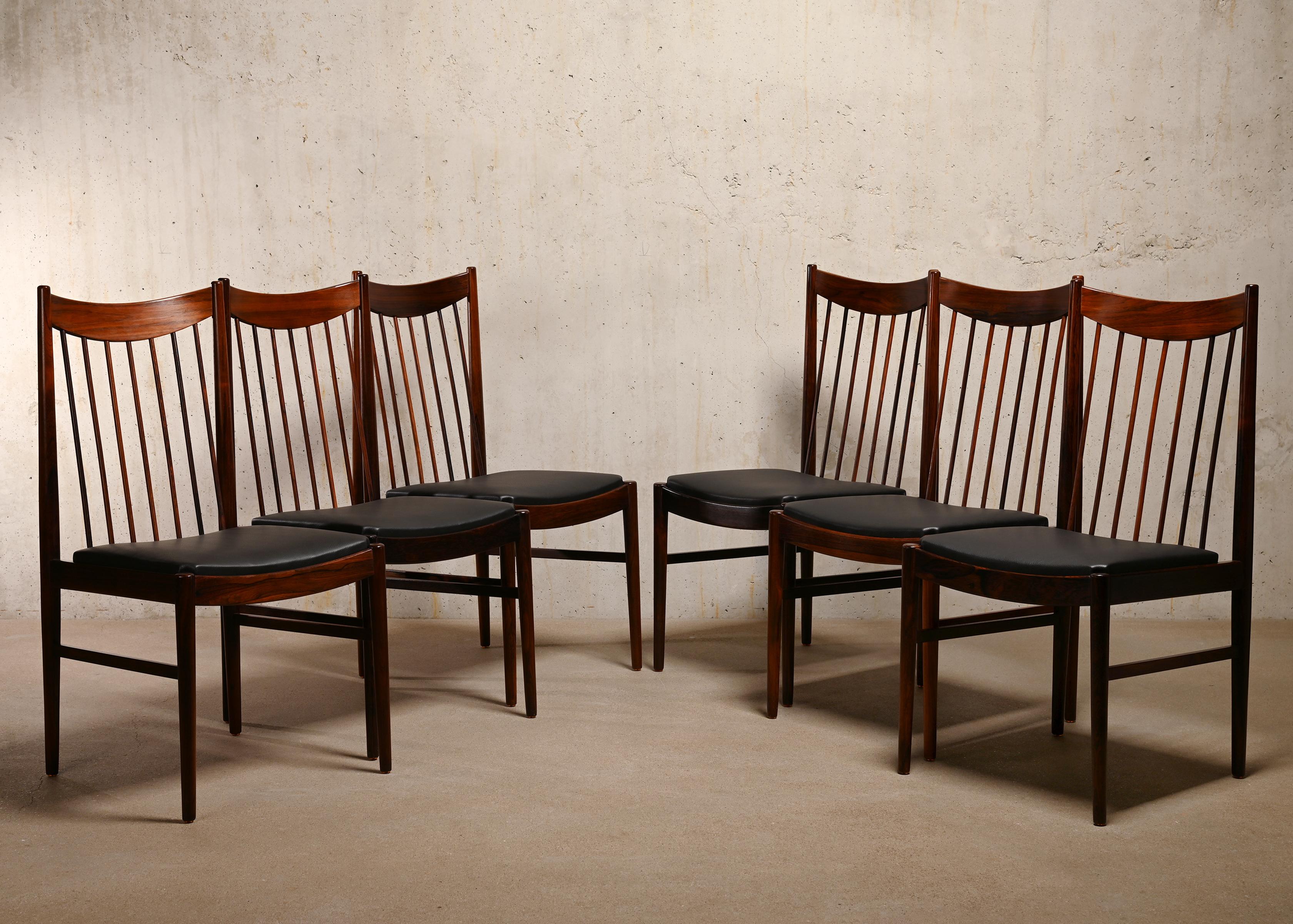 Scandinavian Modern Arne Vodder Brazilian Rosewood Dining Chairs Model 422 for Sibast Furniture