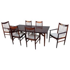 Arne Vodder Brazilian Rosewood Table and 6 Chairs for Sibast Denmark