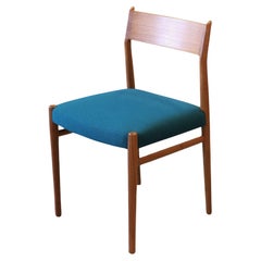 Chaise Arne Vodder modèle 418 avec revêtement en teck et laine verte, lot de quatre