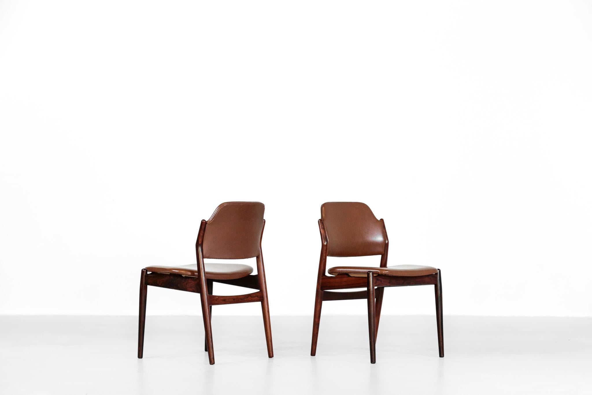 Faux Leather Arne Vodder Chairs, Set of 6 in solid wood Denmark For Sale
