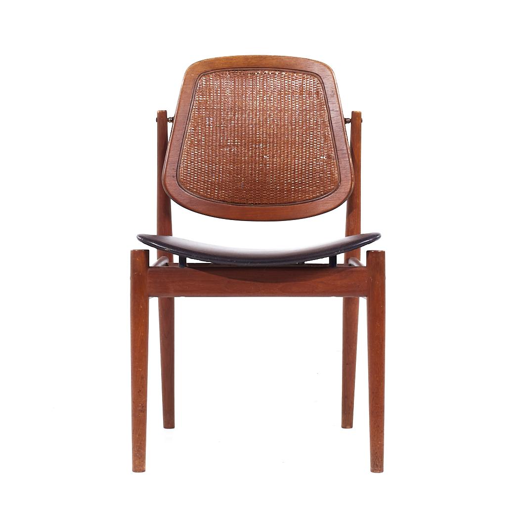 Late 20th Century Arne Vodder Charles France & Eric Daverkosen MCM Danish Teak and Cane Chairs - 4 For Sale