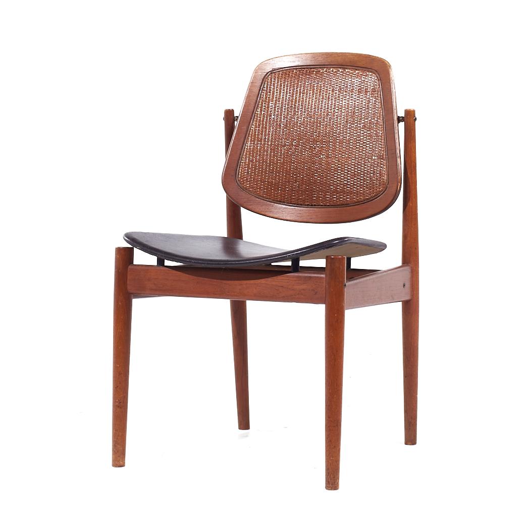 Upholstery Arne Vodder Charles France & Eric Daverkosen MCM Danish Teak and Cane Chairs - 4 For Sale