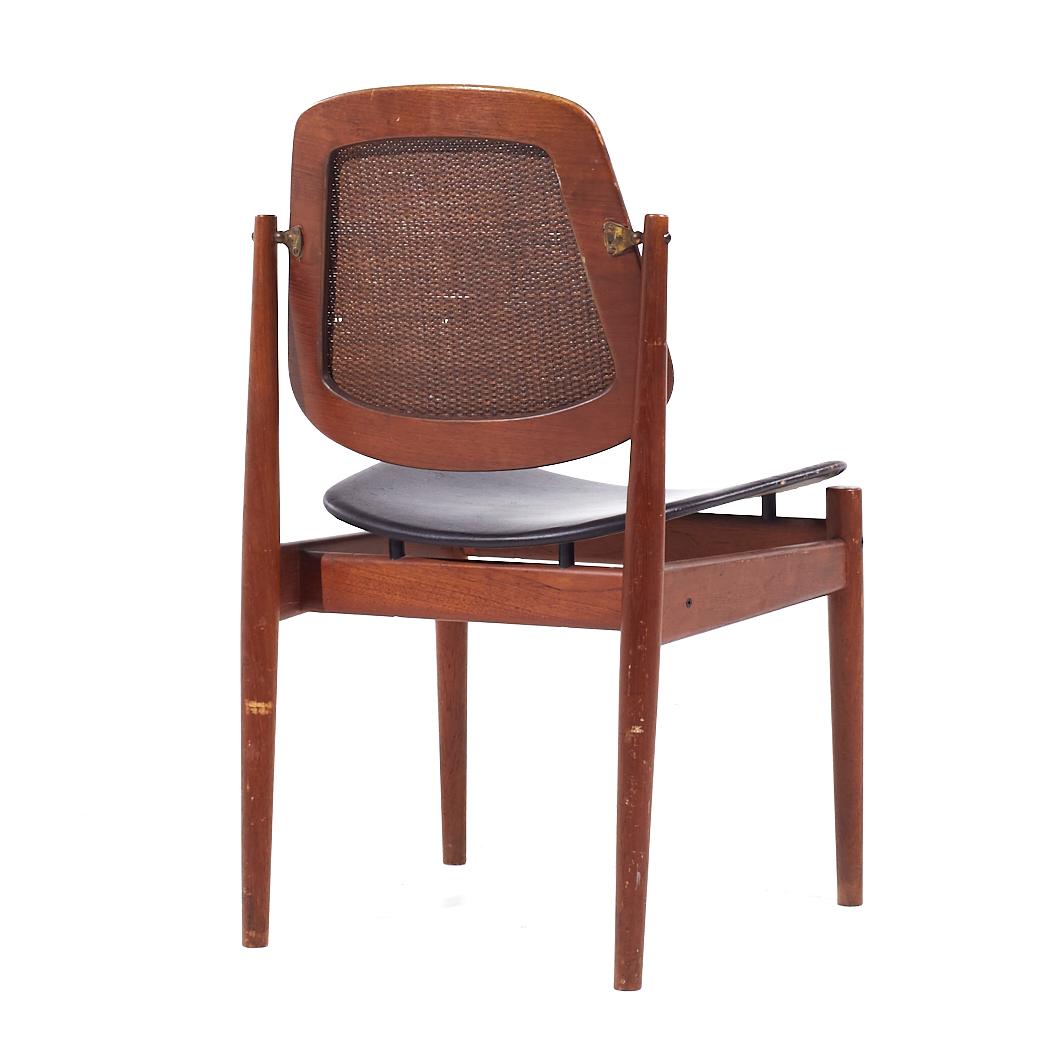 Arne Vodder Charles France & Eric Daverkosen MCM Danish Teak and Cane Chairs - 4 For Sale 1