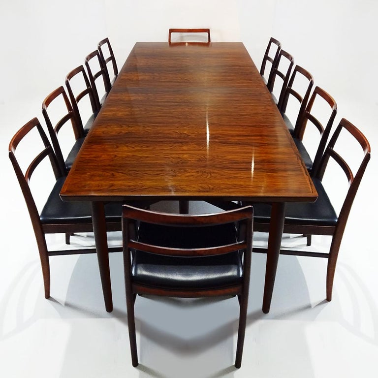 Mid-Century Modern Arne Vodder Danish Midcentury 201 Rosewood Dining Table with Twelve 430 Chairs