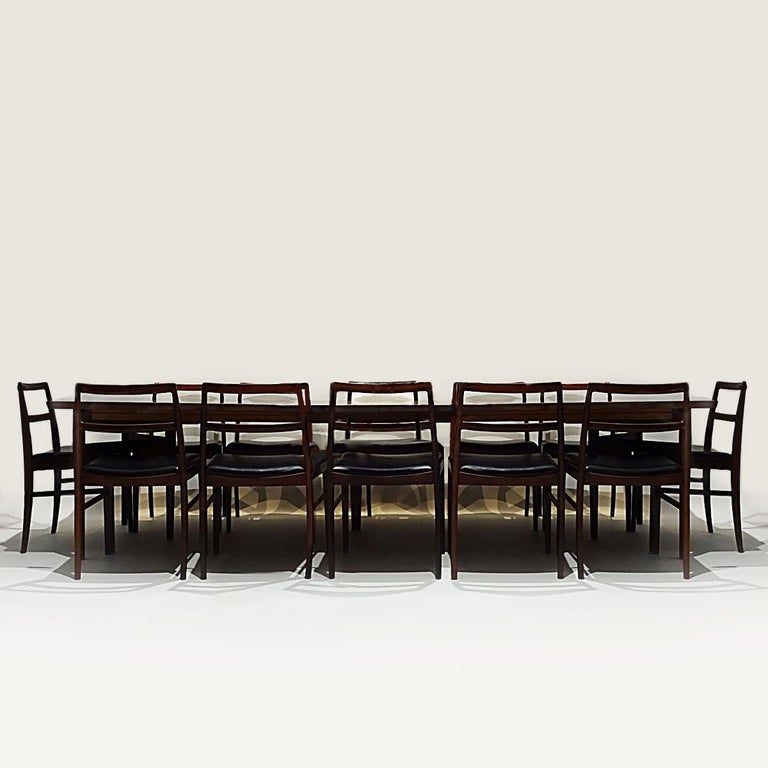 20th Century Arne Vodder Danish Midcentury 201 Rosewood Dining Table with Twelve 430 Chairs