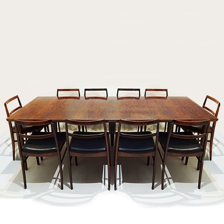 Arne Vodder Danish Midcentury 201 Rosewood Dining Table with Twelve 430 Chairs 1