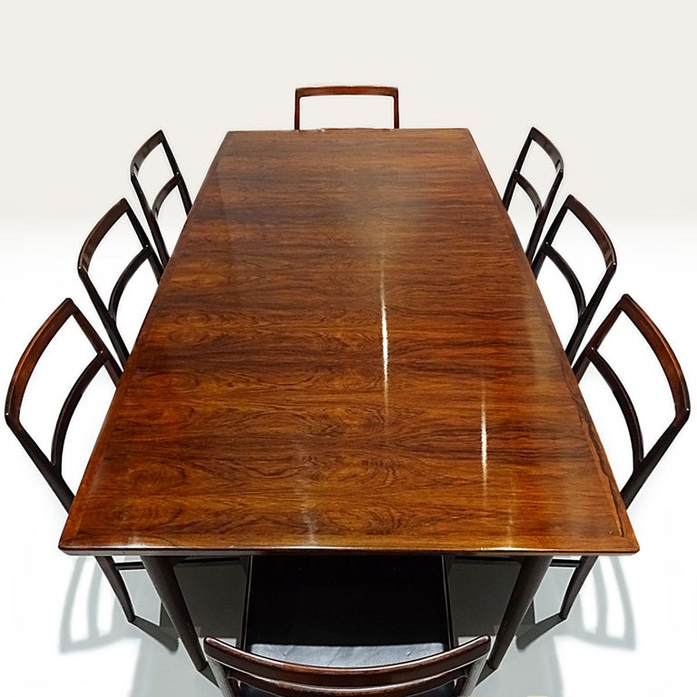 Arne Vodder Danish Midcentury 201 Rosewood Dining Table with Twelve 430 Chairs 3
