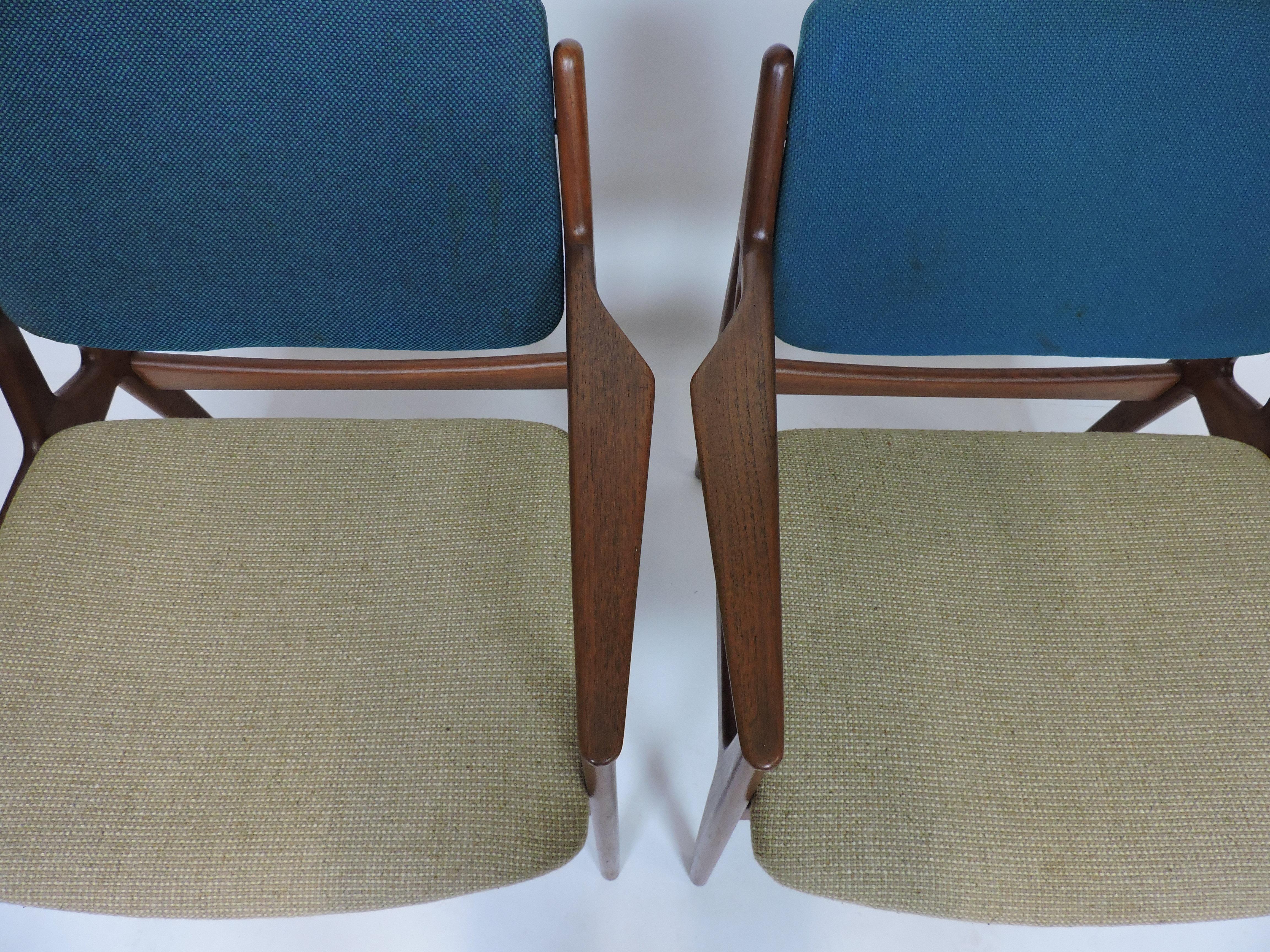 Arne Vodder Danish Modern Set of 8 Ella Teak Tilt Back Dining Chairs 4