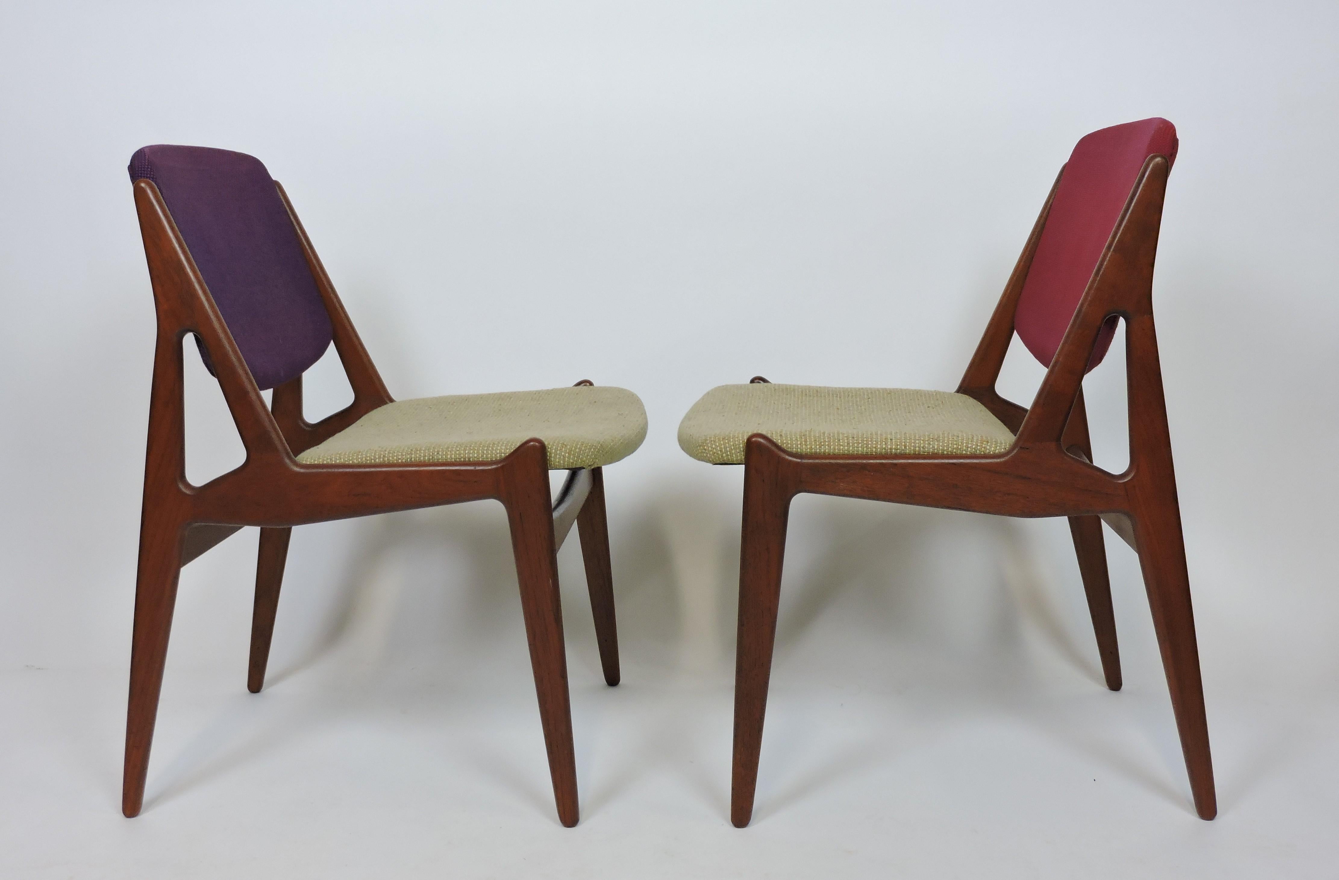 Arne Vodder Danish Modern Set of 8 Ella Teak Tilt Back Dining Chairs 5