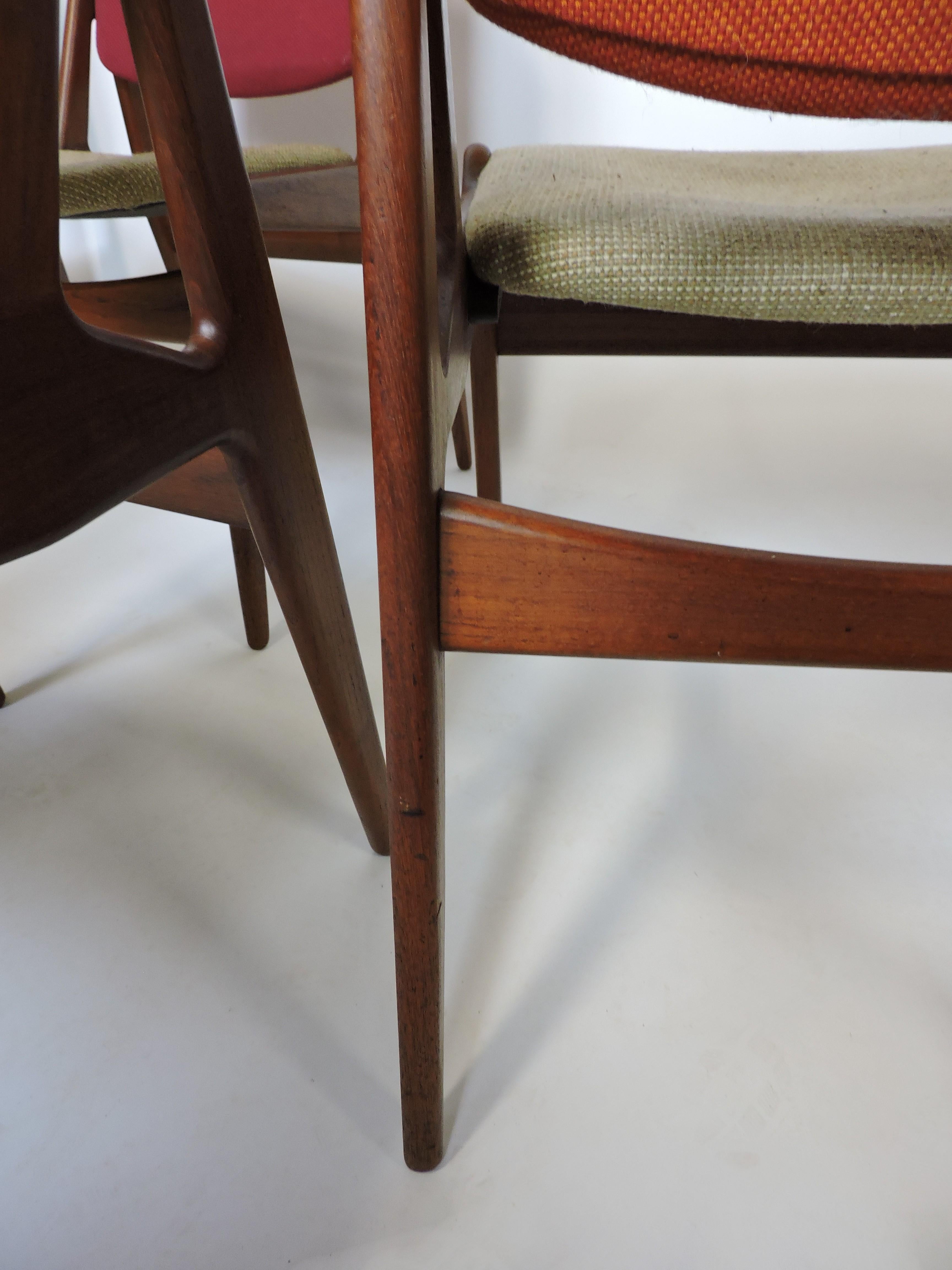 Arne Vodder Danish Modern Set of 8 Ella Teak Tilt Back Dining Chairs 7