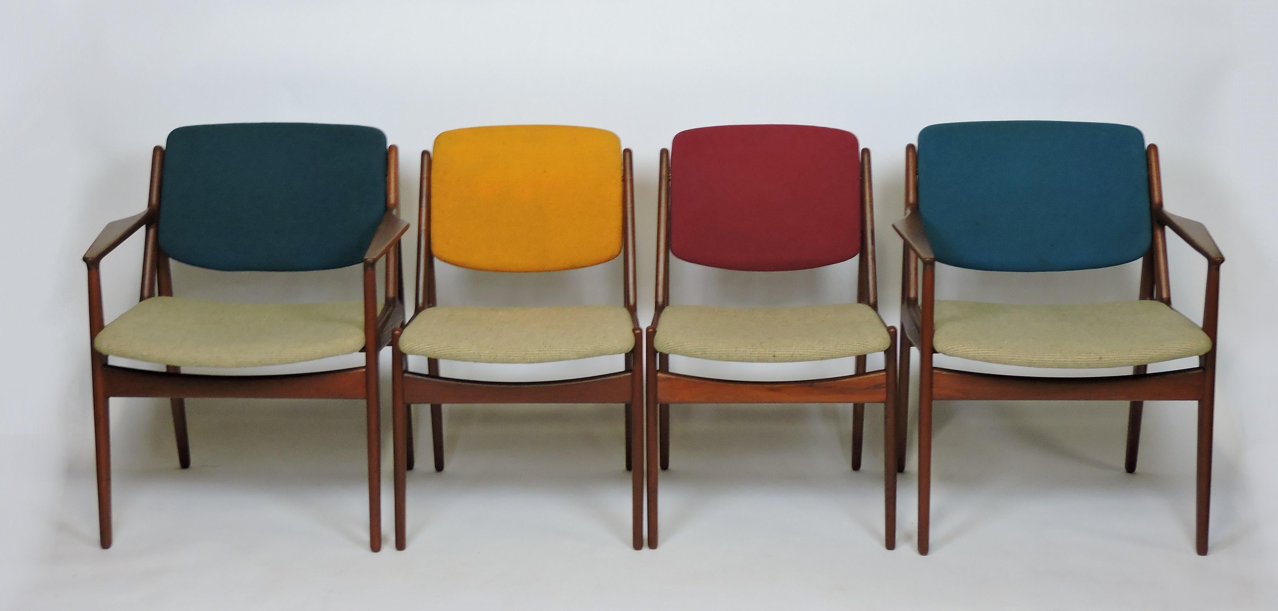 Mid-20th Century Arne Vodder Danish Modern Set of 8 Ella Teak Tilt Back Dining Chairs