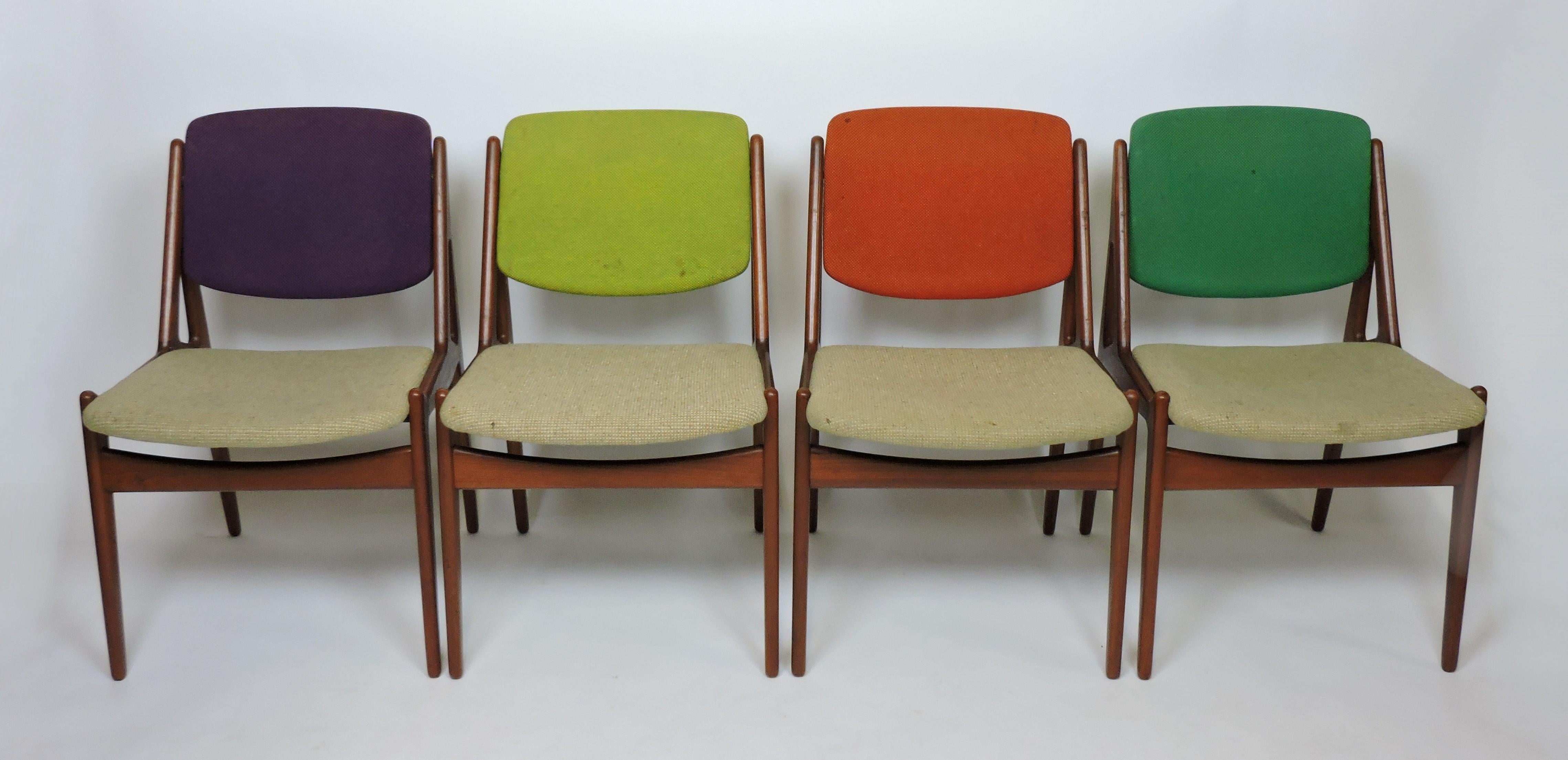 Upholstery Arne Vodder Danish Modern Set of 8 Ella Teak Tilt Back Dining Chairs