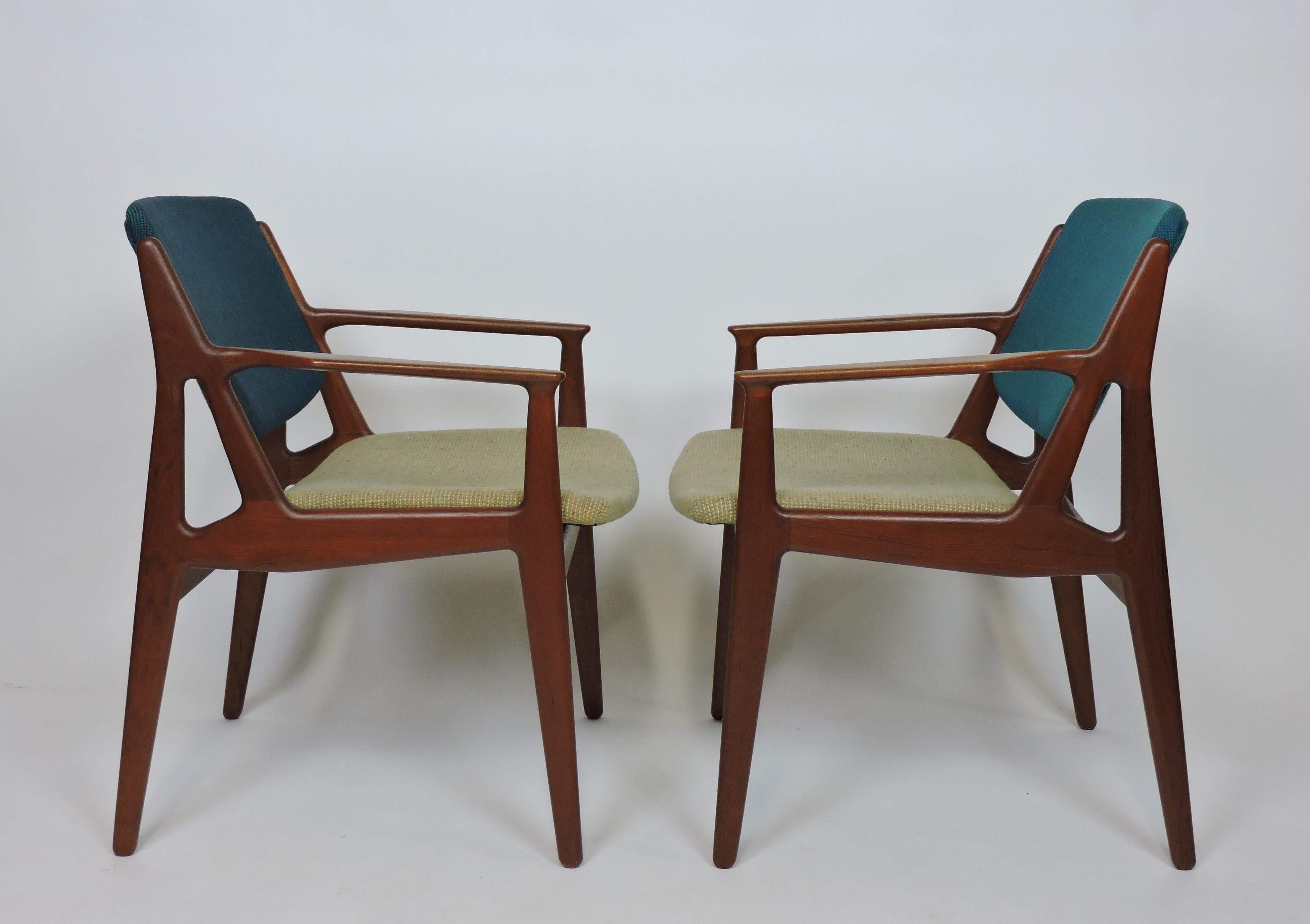 Arne Vodder Danish Modern Set of 8 Ella Teak Tilt Back Dining Chairs 3