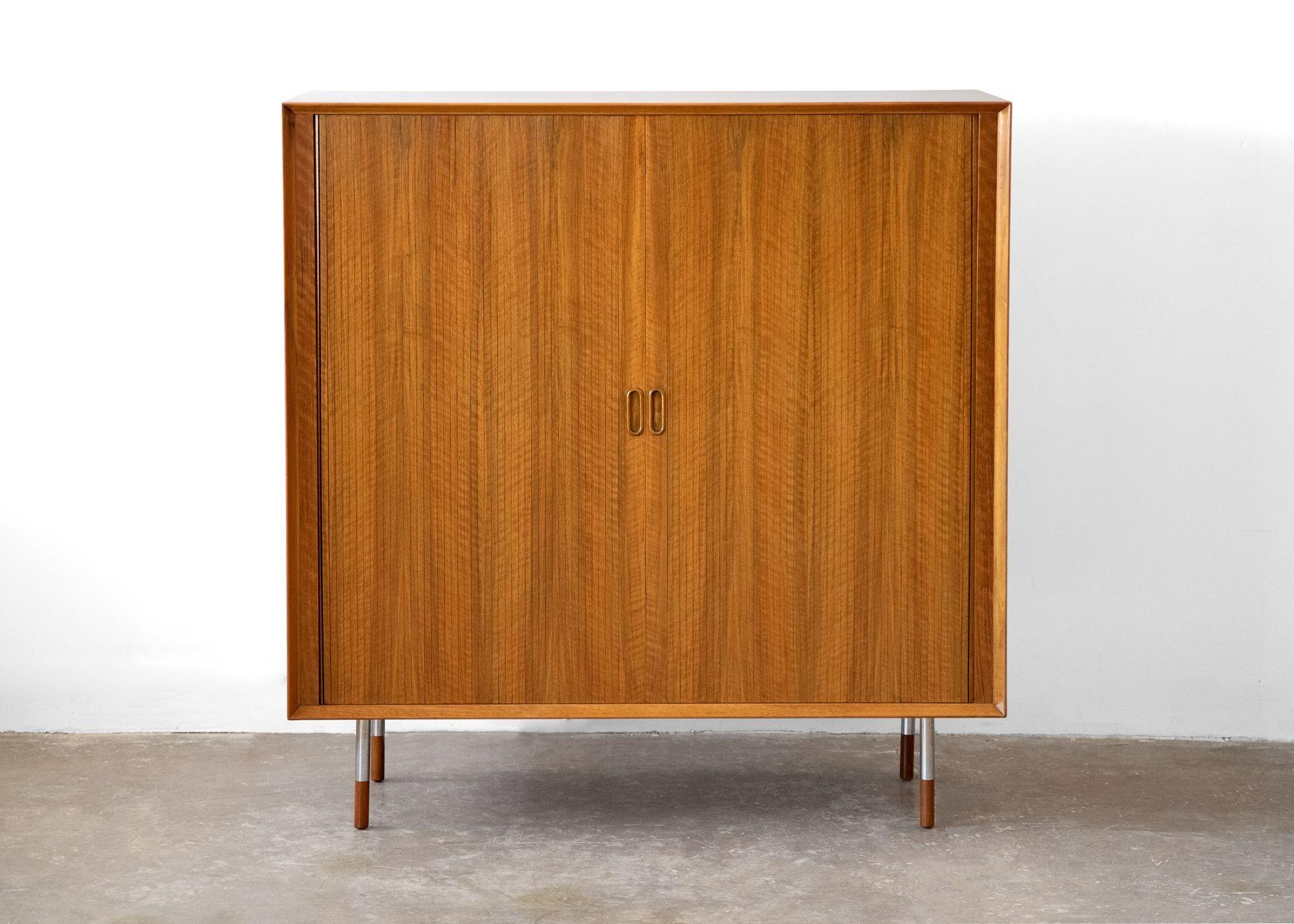 Arne Vodder Danish Modern Tambour Door Cabinet in Teak for Sibast, 1950s In Excellent Condition For Sale In Dallas, TX