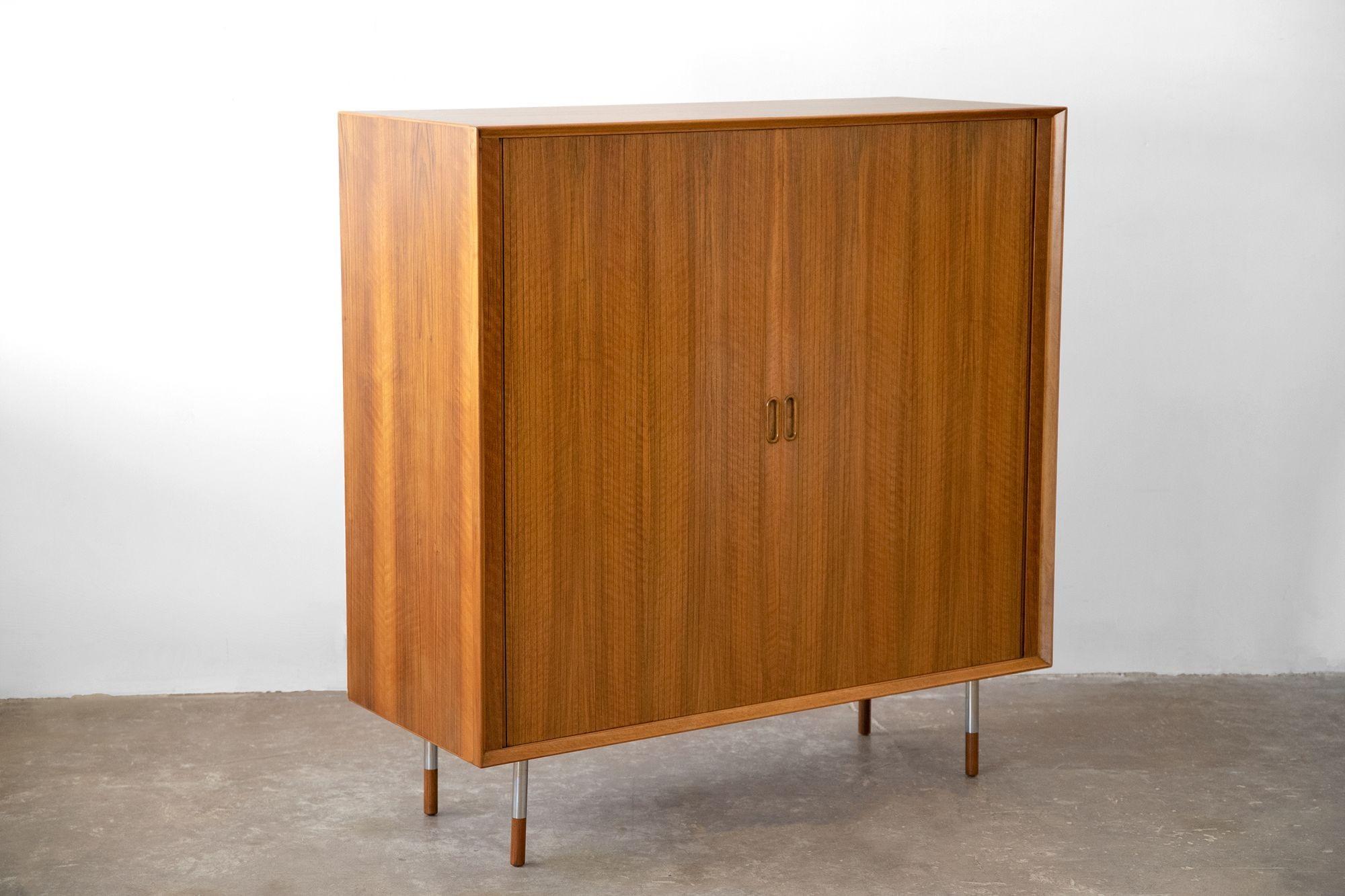 20th Century Arne Vodder Danish Modern Tambour Door Cabinet in Teak for Sibast, 1950s For Sale