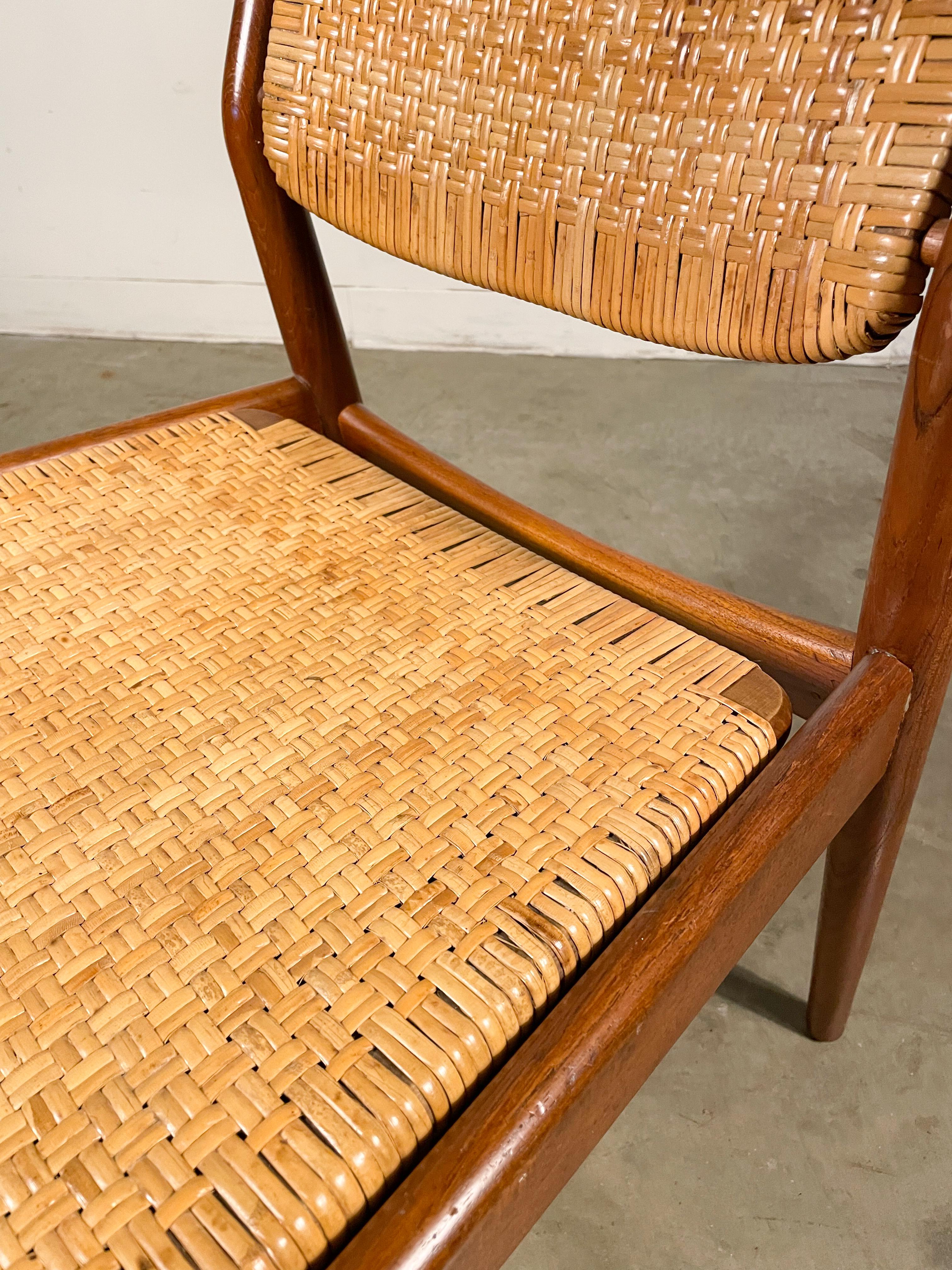 Arne Vodder Danish Modern Teak and Cane Dining chair set For Sale 2