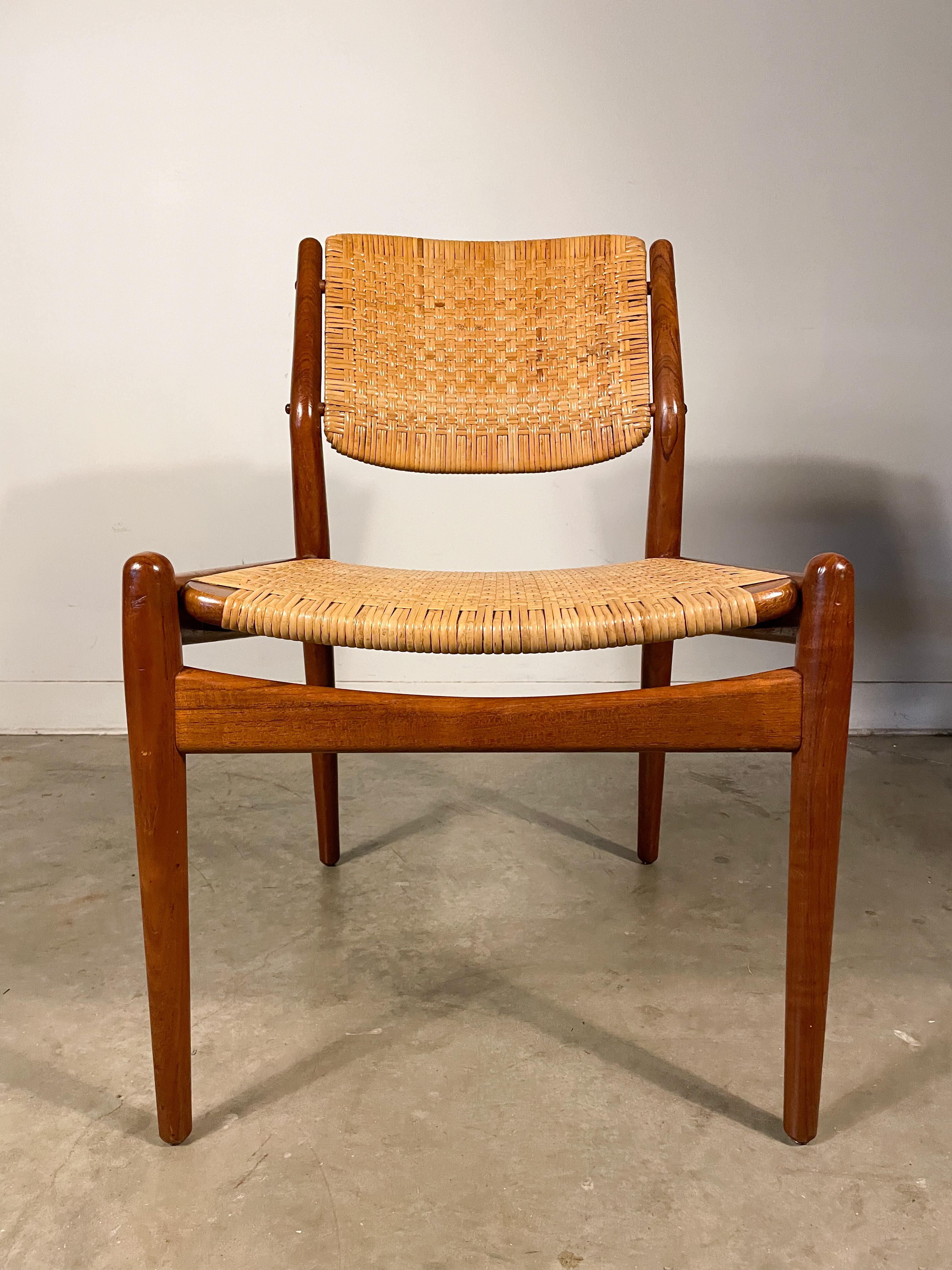 Mid-20th Century Arne Vodder Danish Modern Teak and Cane Dining chair set For Sale