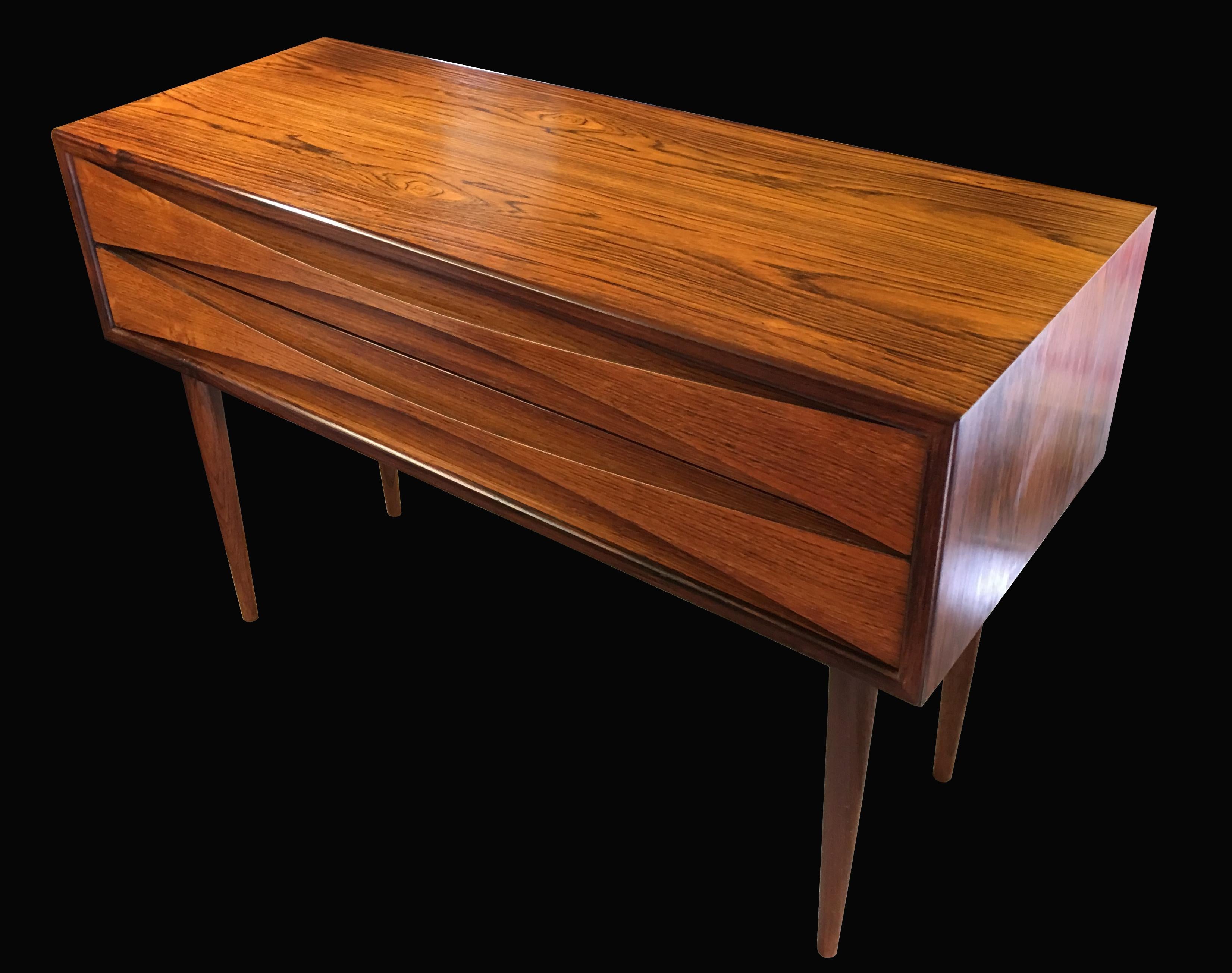 Scandinavian Modern Arne Vodder Danish Rosewood Two-Drawer Side Table