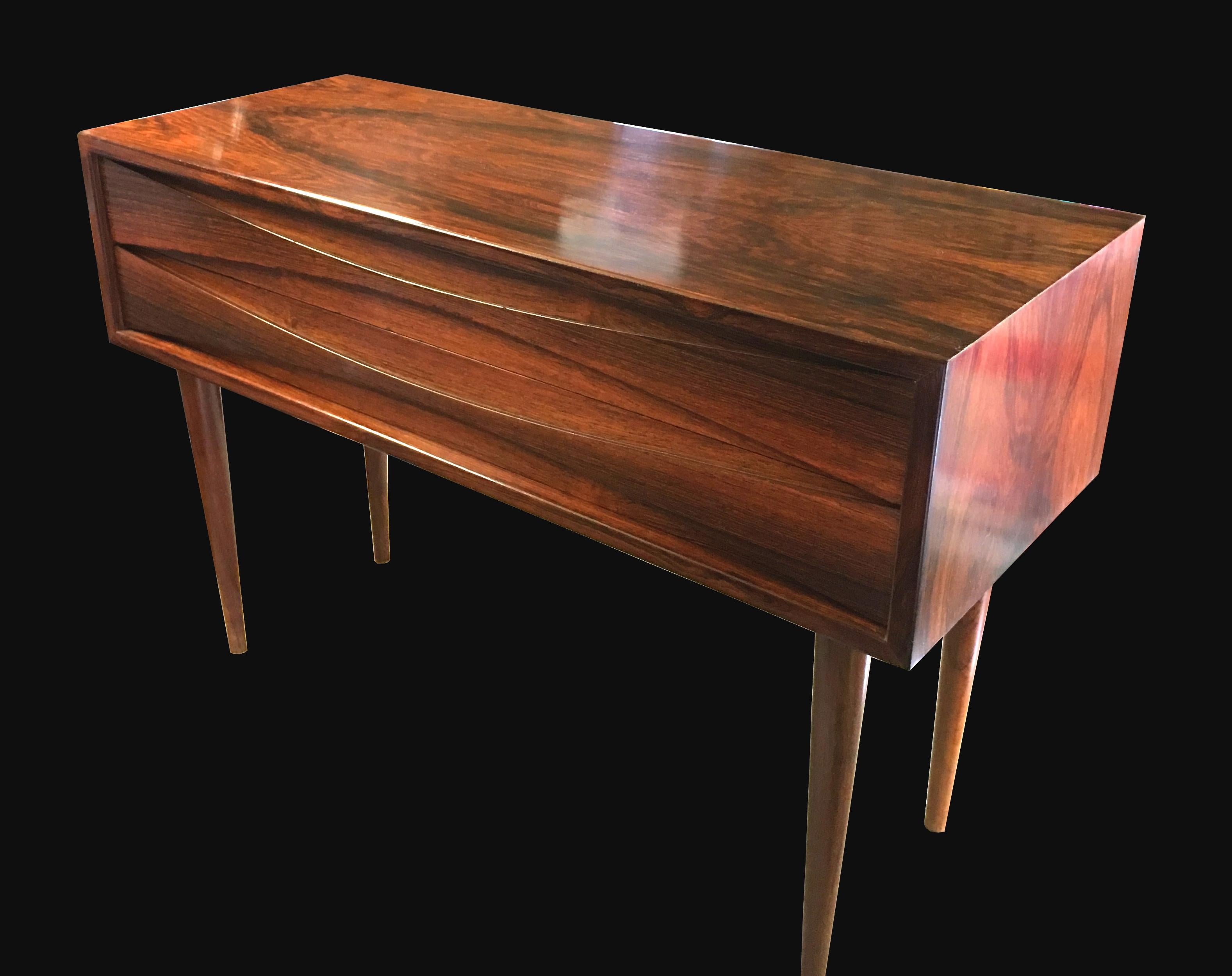 Scandinavian Modern Arne Vodder Danish Rosewood Two-Drawer Side Table