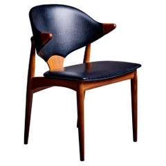 Arne Vodder Desk Chair for Vamo Sonderborg in Teak and Original Black Skai