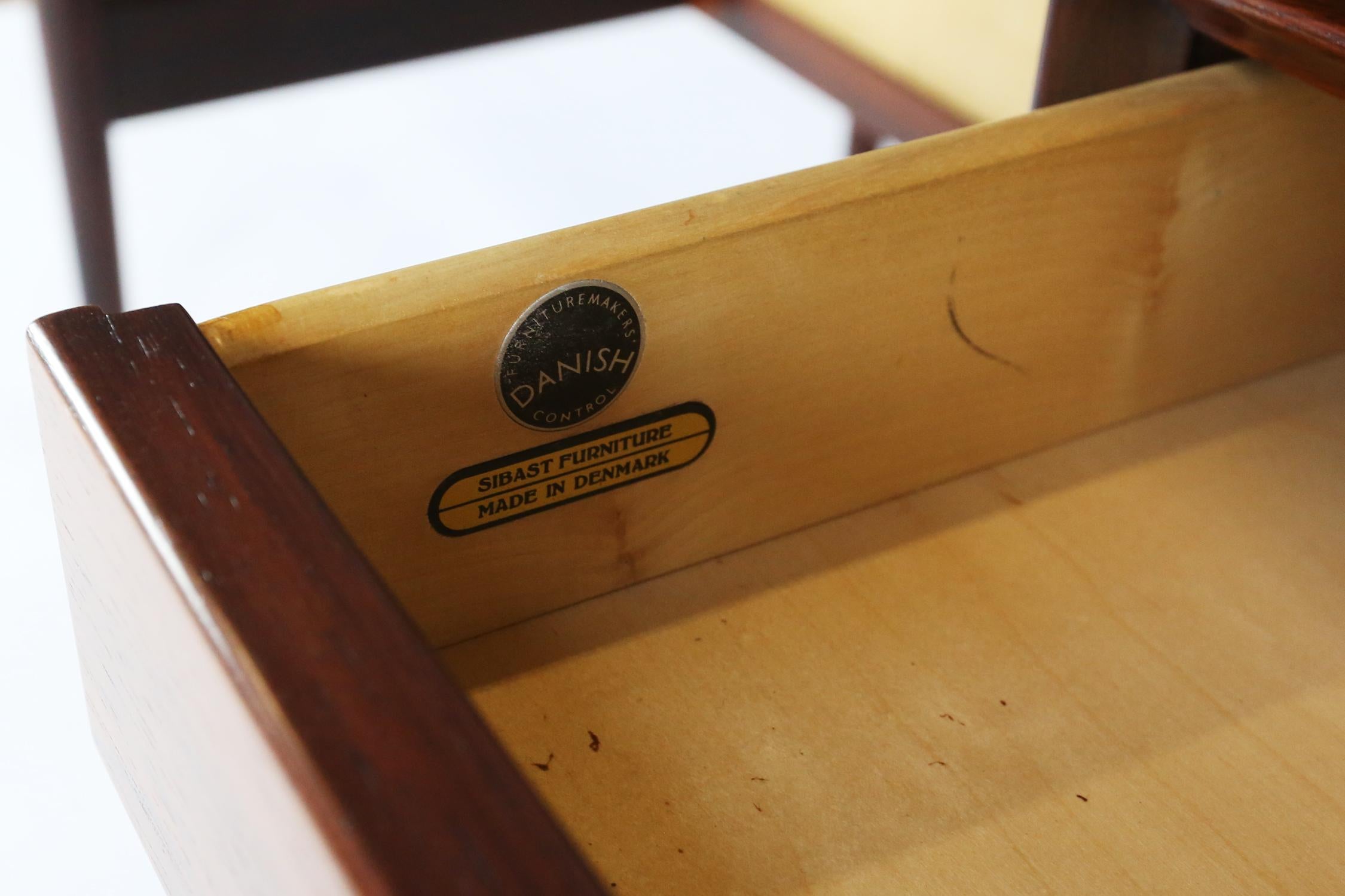 Mid-20th Century Arne Vodder Desk in Rosewood Model 205 for Sibast Møbler with Seagrass For Sale