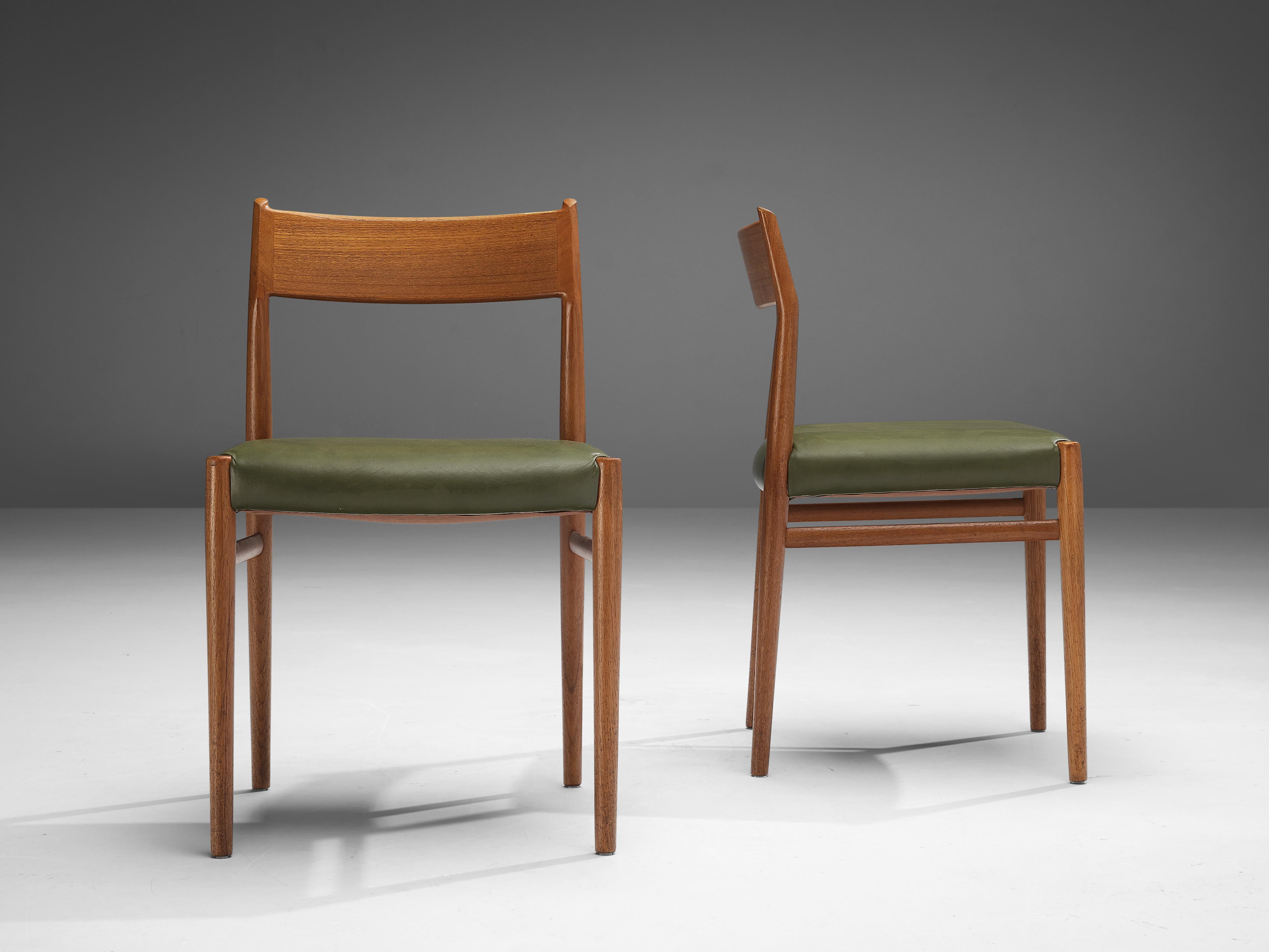 Arne Vodder for Sibast Møbler Set of Six Dining Chairs in Teak and Green Leather 3